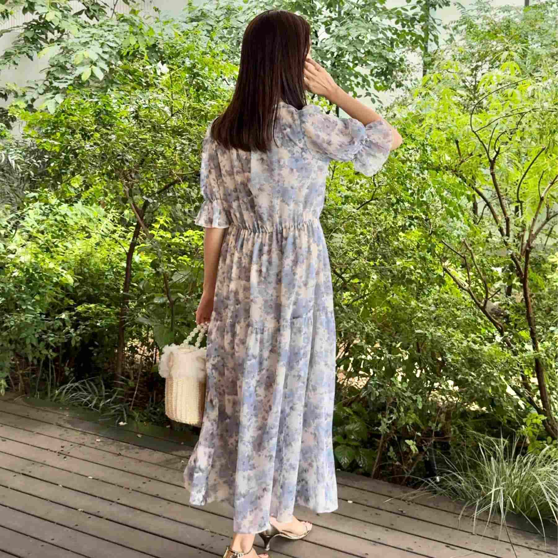 クチュール ブローチ Couture Brooch かすれプリント楊柳ワンピース (ピンク(171)) ピンク(171)