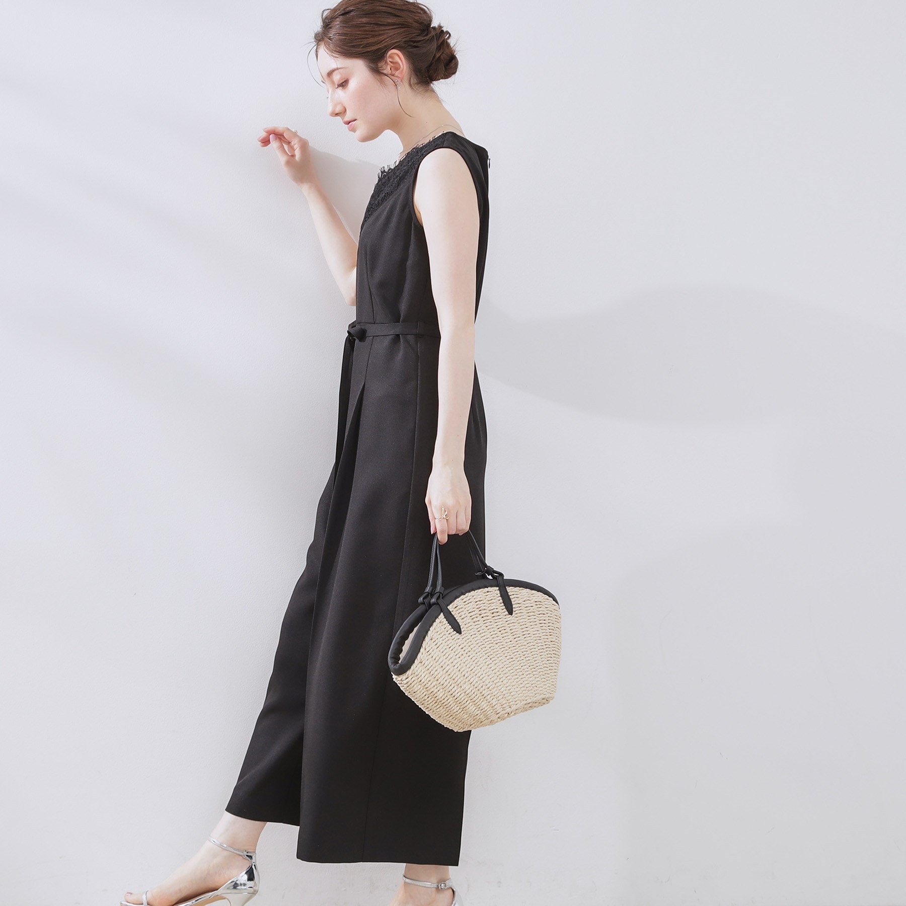 クチュール ブローチ Couture Brooch レース切替デザインオールインワン (ブラック(019)) ブラック(019)