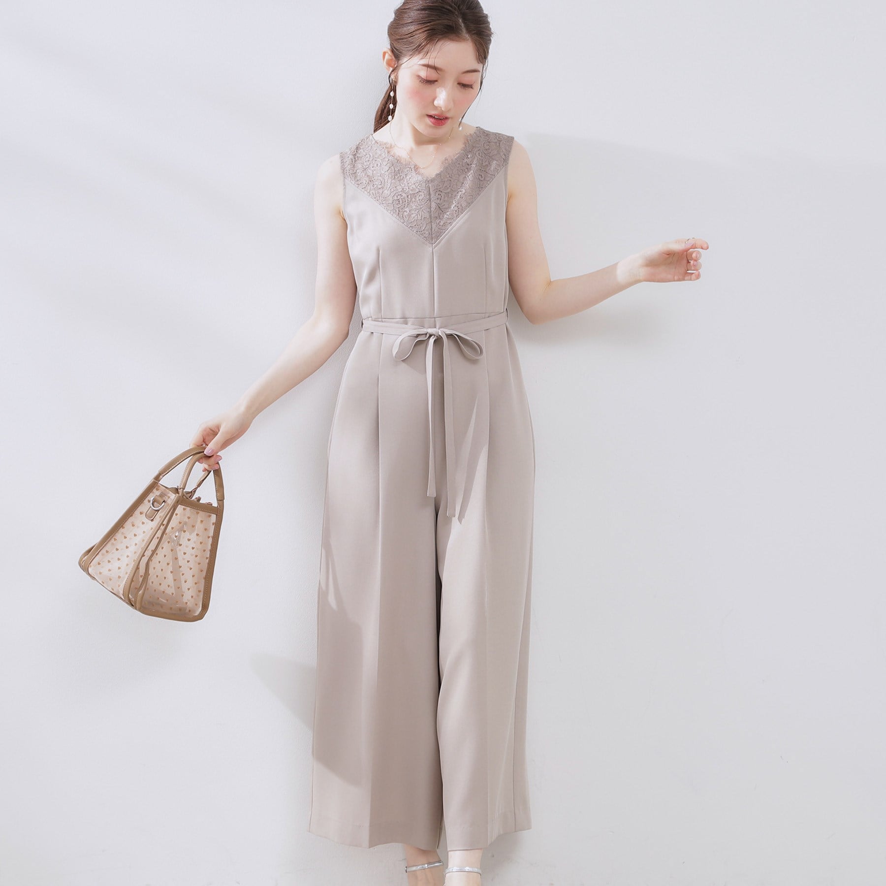 クチュール ブローチ Couture Brooch レース切替デザインオールインワン (ブラック(019)) ブラック(019)