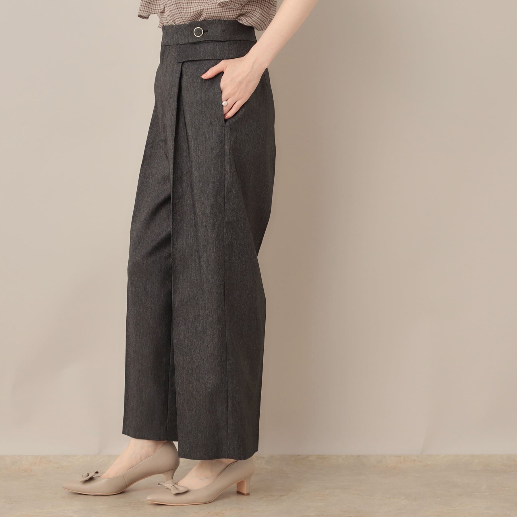 クチュール ブローチ Couture Brooch デニムライク釦デザインパンツ (ブラック(019)) ブラック(019)