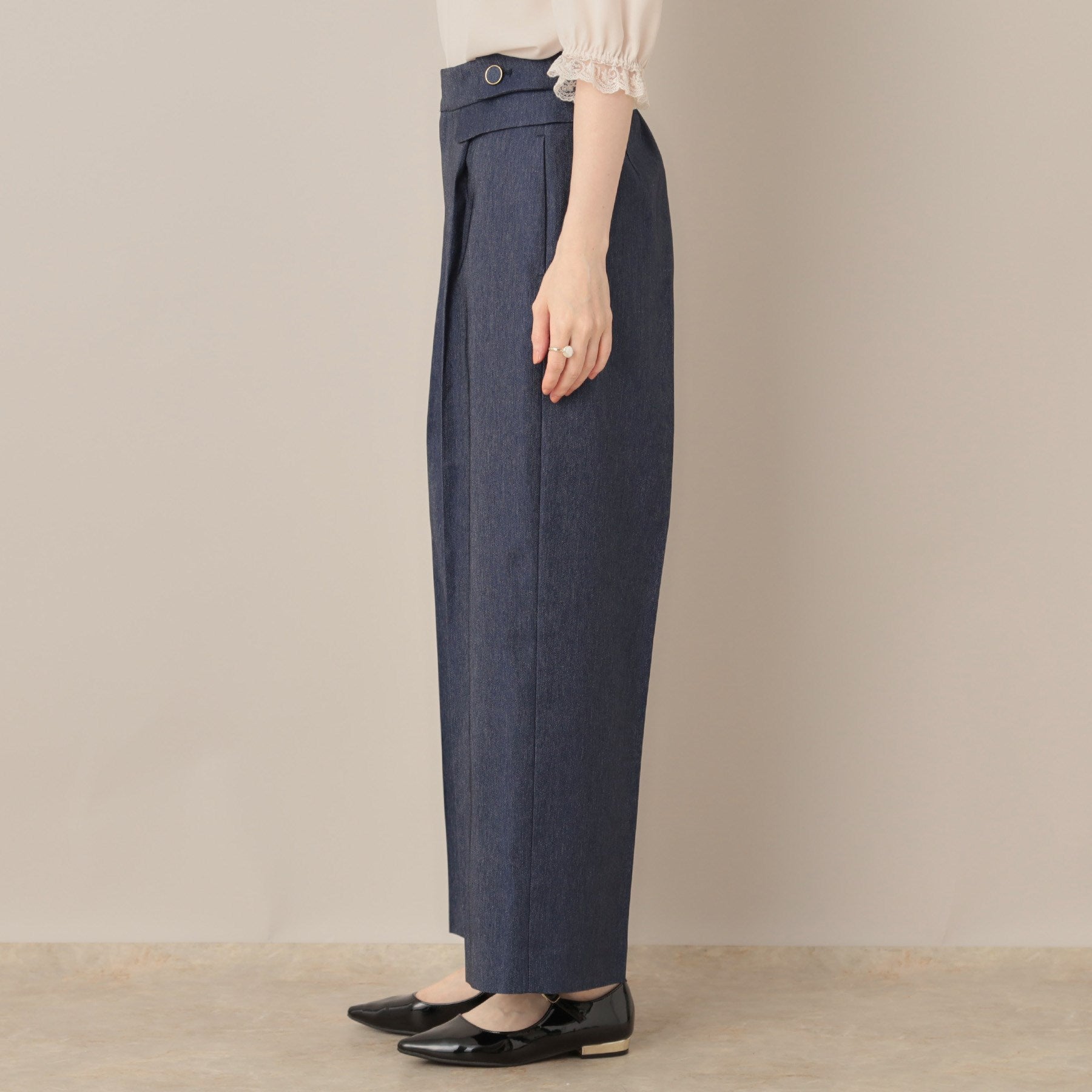 クチュール ブローチ Couture Brooch デニムライク釦デザインパンツ (ブラック(019)) ブラック(019)