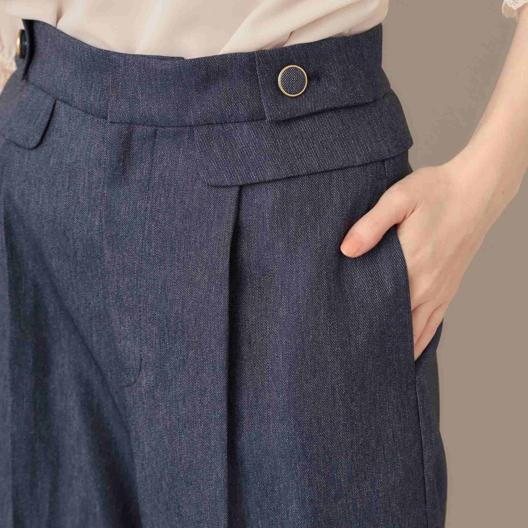 クチュール ブローチ Couture Brooch デニムライク釦デザインパンツ (ブラック(019)) ブラック(019)