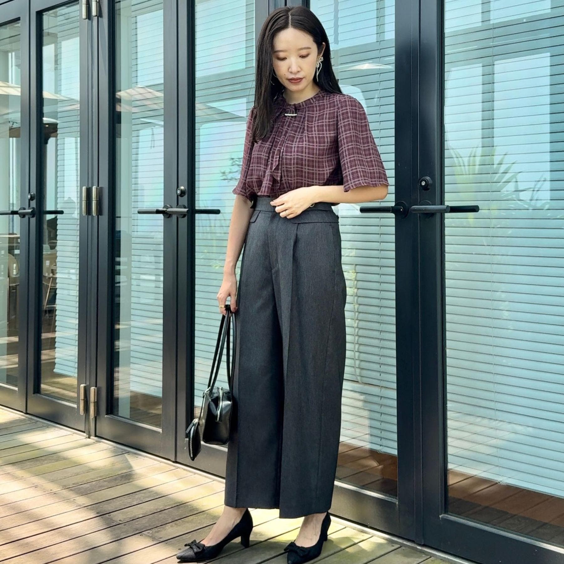 クチュール ブローチ Couture Brooch デニムライク釦デザインパンツ (ブラック(019)) ブラック(019)