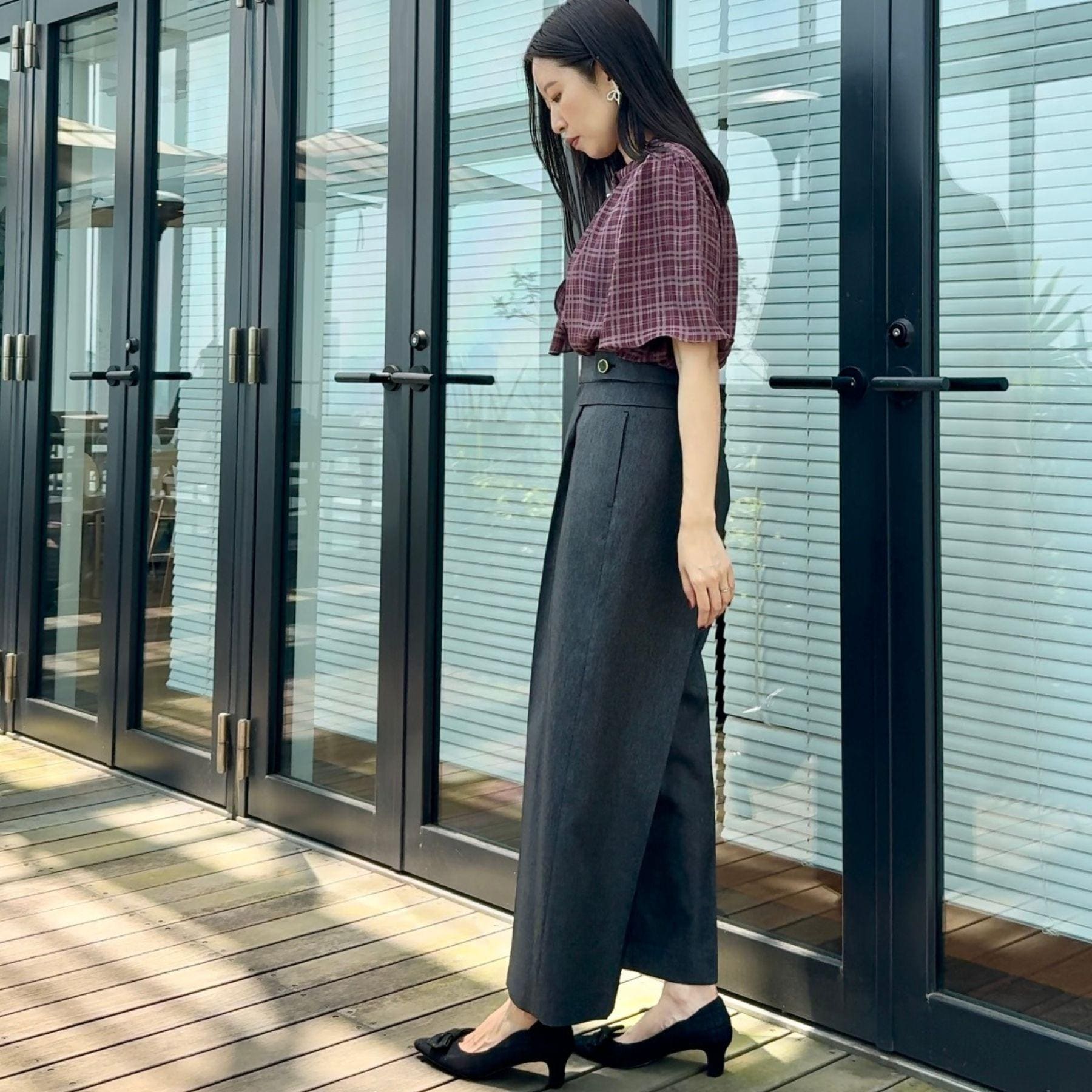 クチュール ブローチ Couture Brooch デニムライク釦デザインパンツ (ブラック(019)) ブラック(019)