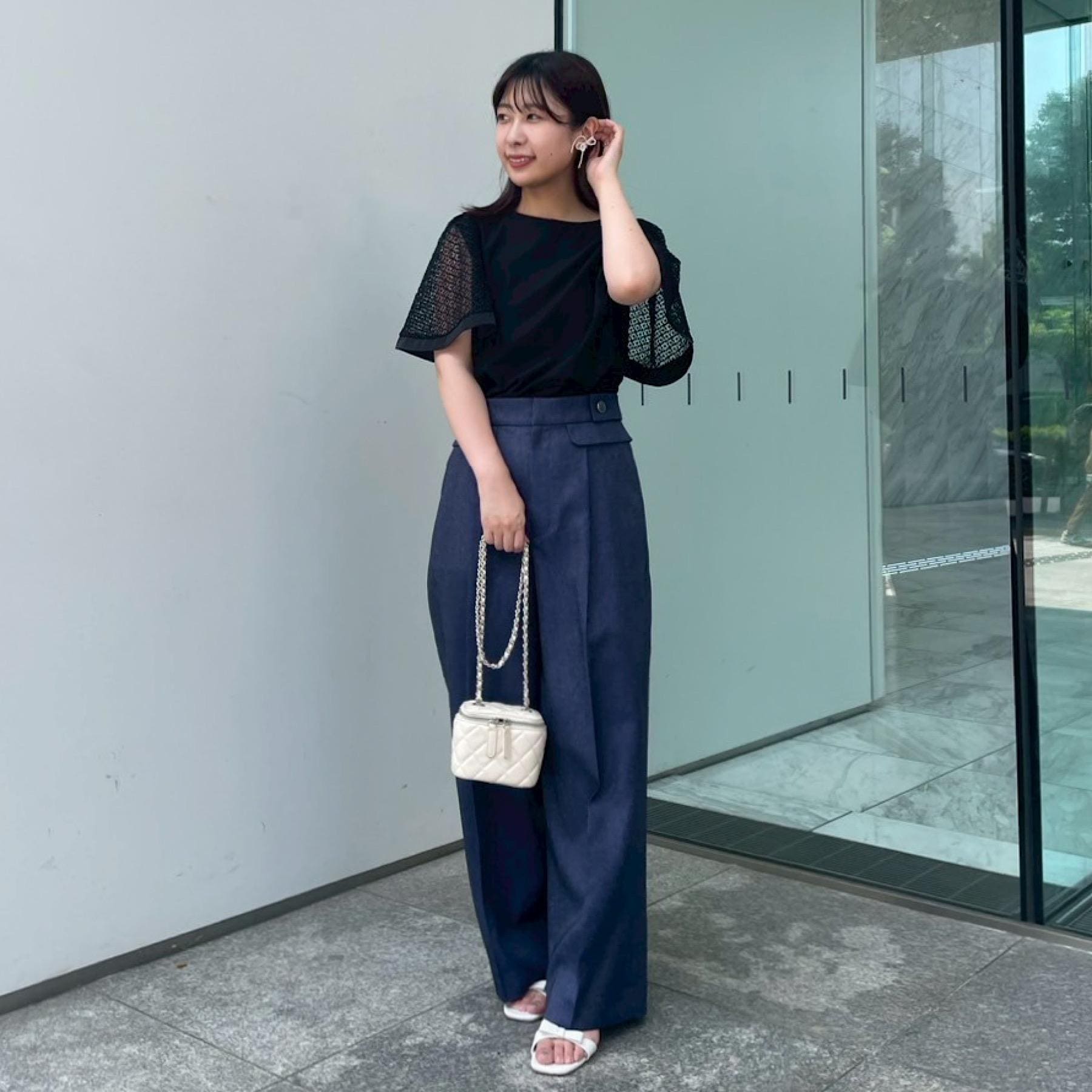 クチュール ブローチ Couture Brooch デニムライク釦デザインパンツ (ブラック(019)) ブラック(019)