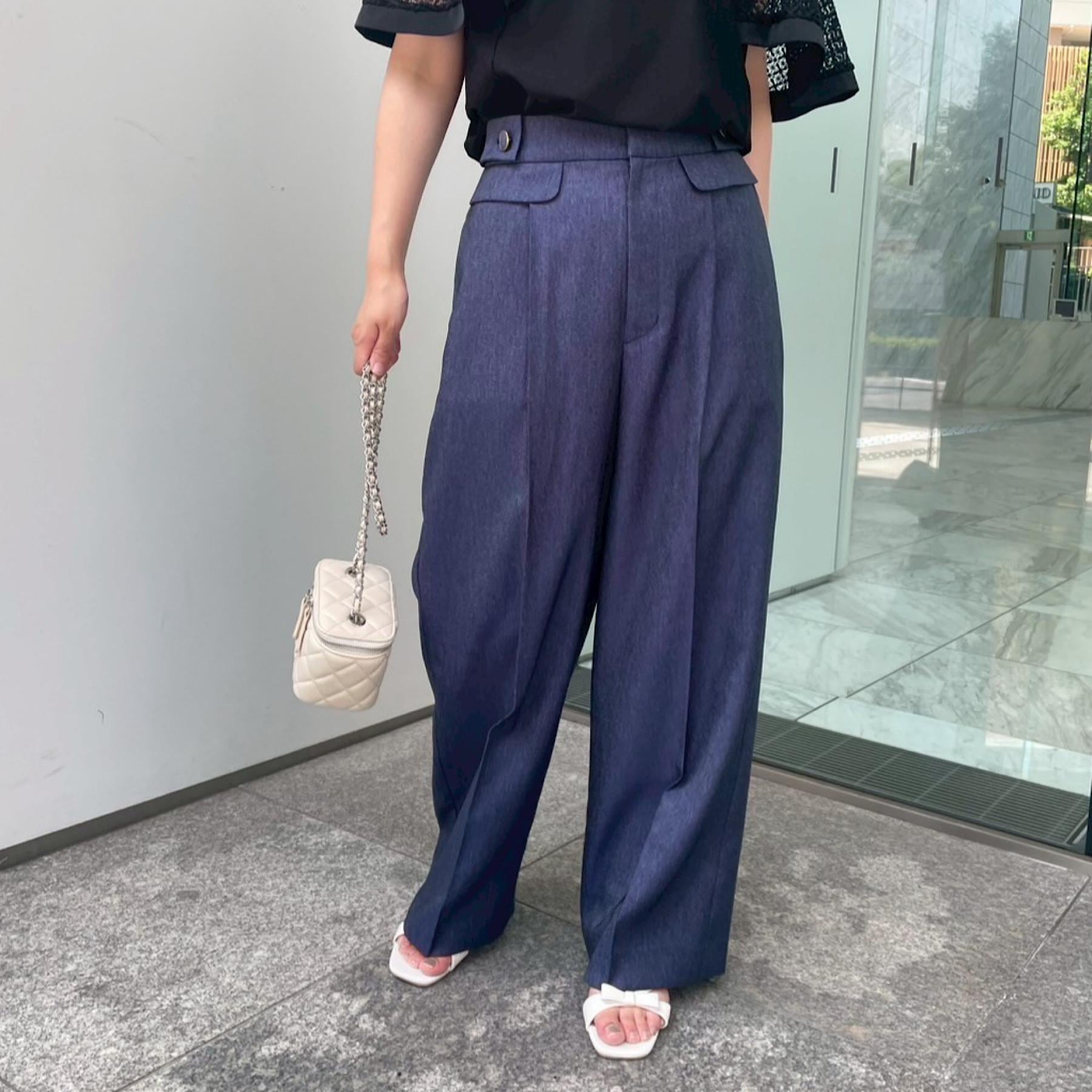 クチュール ブローチ Couture Brooch デニムライク釦デザインパンツ (ブラック(019)) ブラック(019)