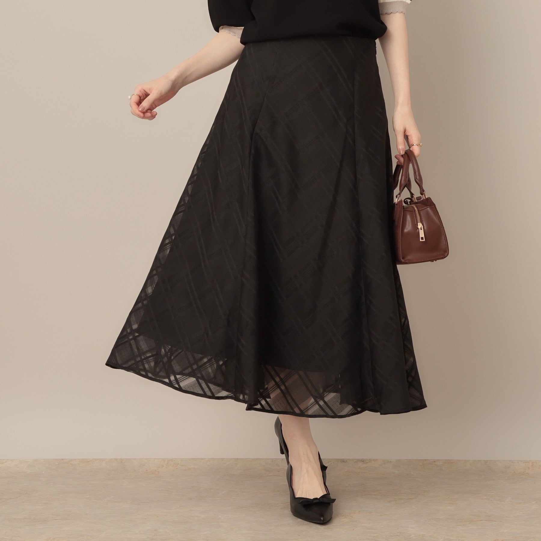 クチュール ブローチ Couture Brooch シアーチェックオーガンジースカート (ブラック(019)) ブラック(019)