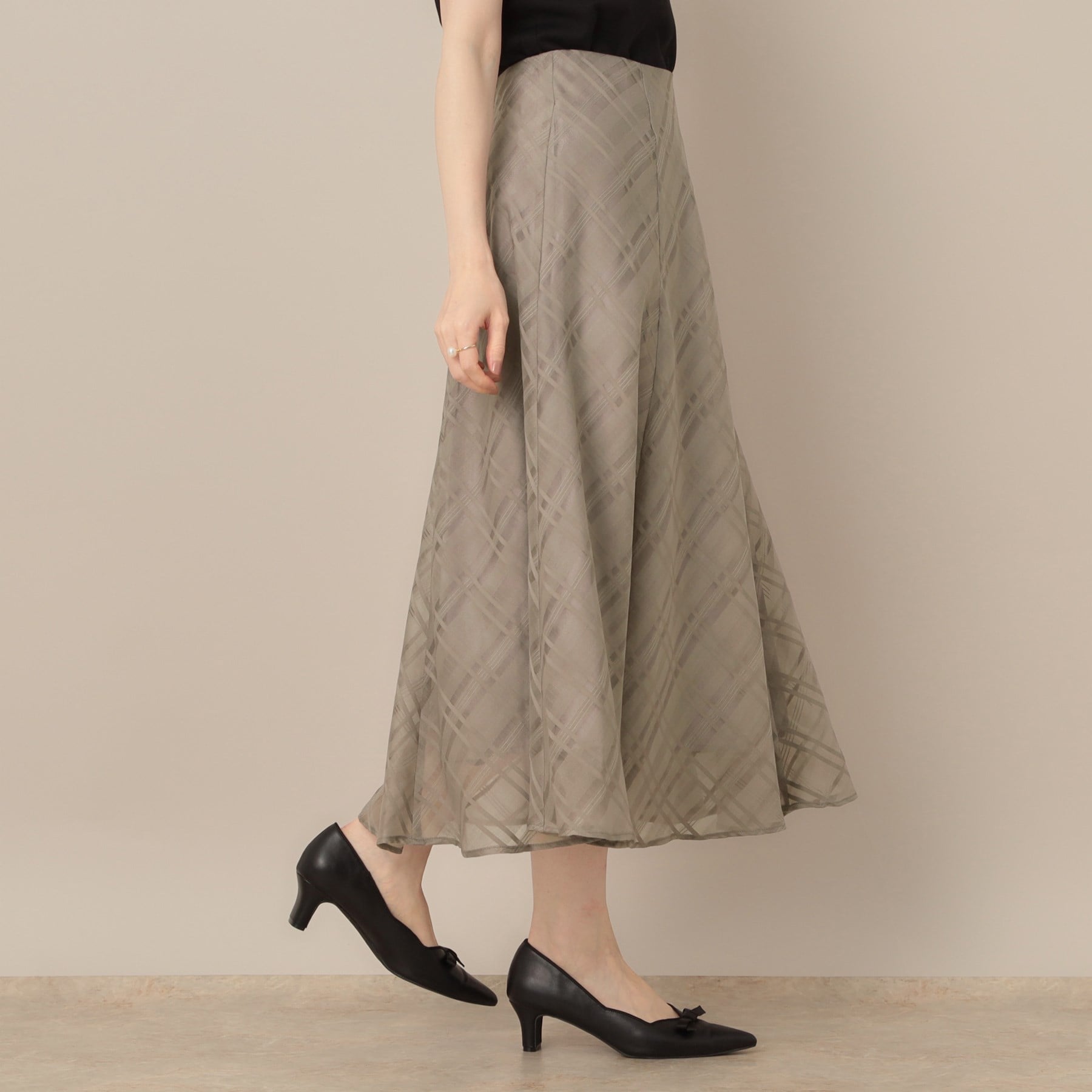 クチュール ブローチ Couture Brooch シアーチェックオーガンジースカート (ブラック(019)) ブラック(019)