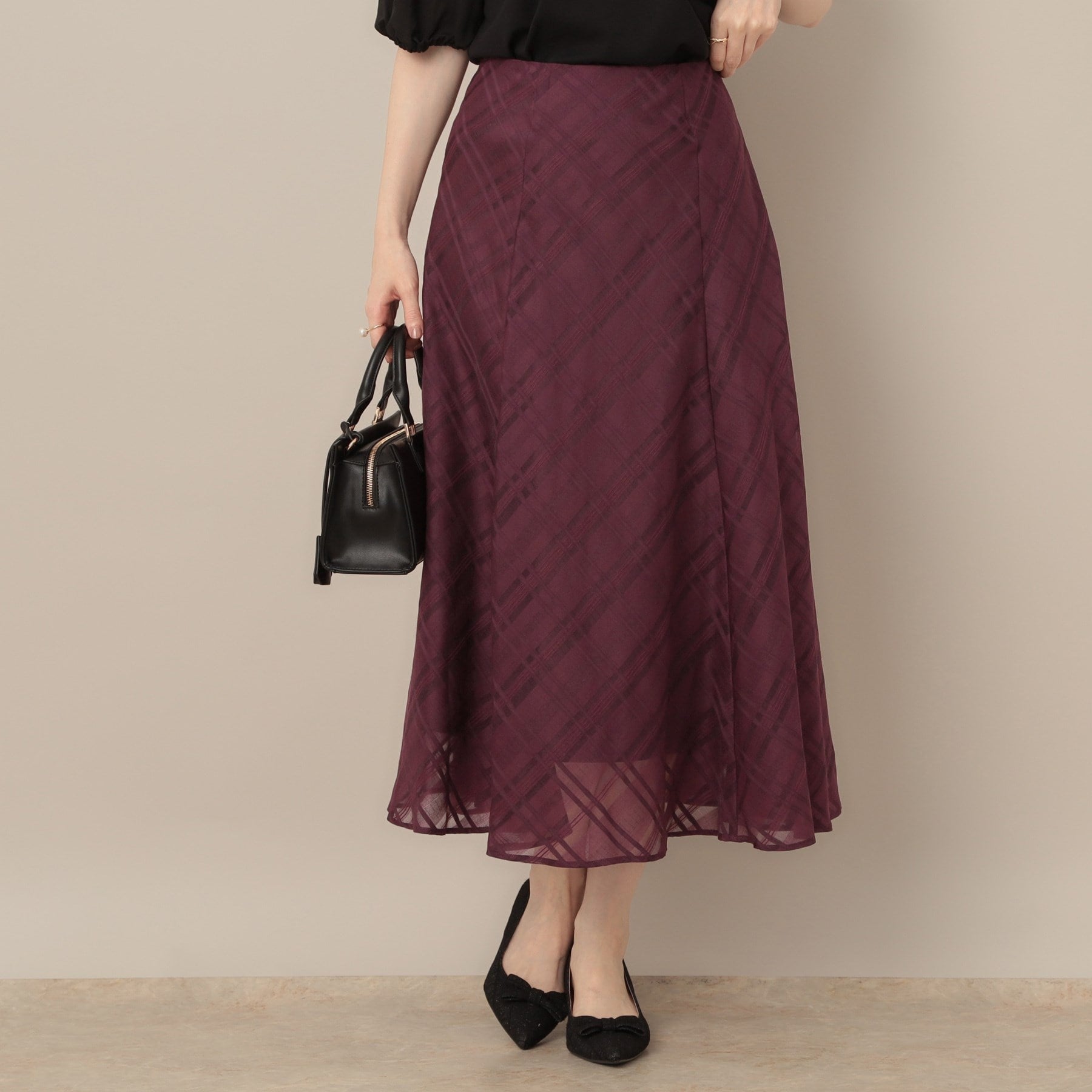 クチュール ブローチ Couture Brooch シアーチェックオーガンジースカート (ブラック(019)) ブラック(019)