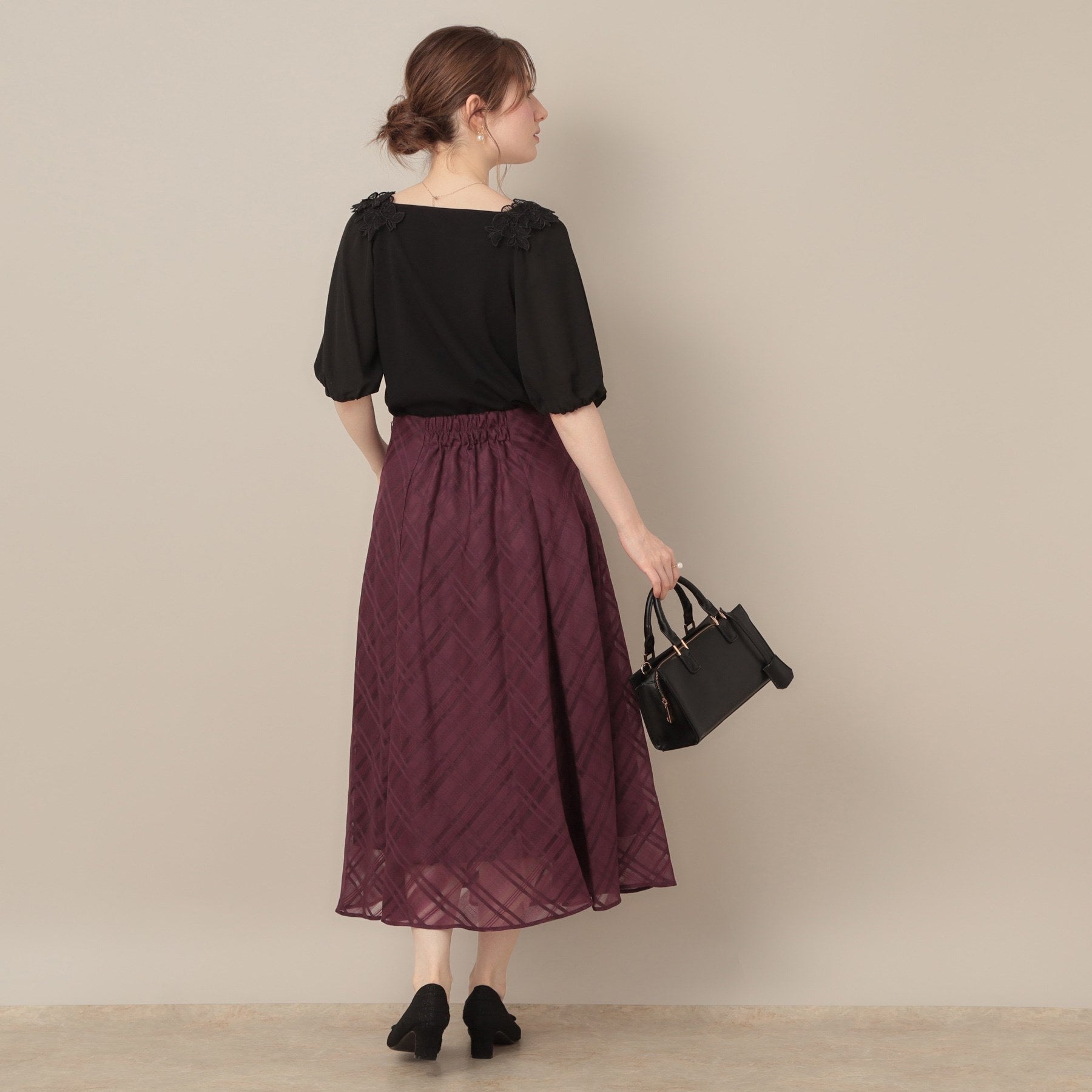 クチュール ブローチ Couture Brooch シアーチェックオーガンジースカート (ブラック(019)) ブラック(019)