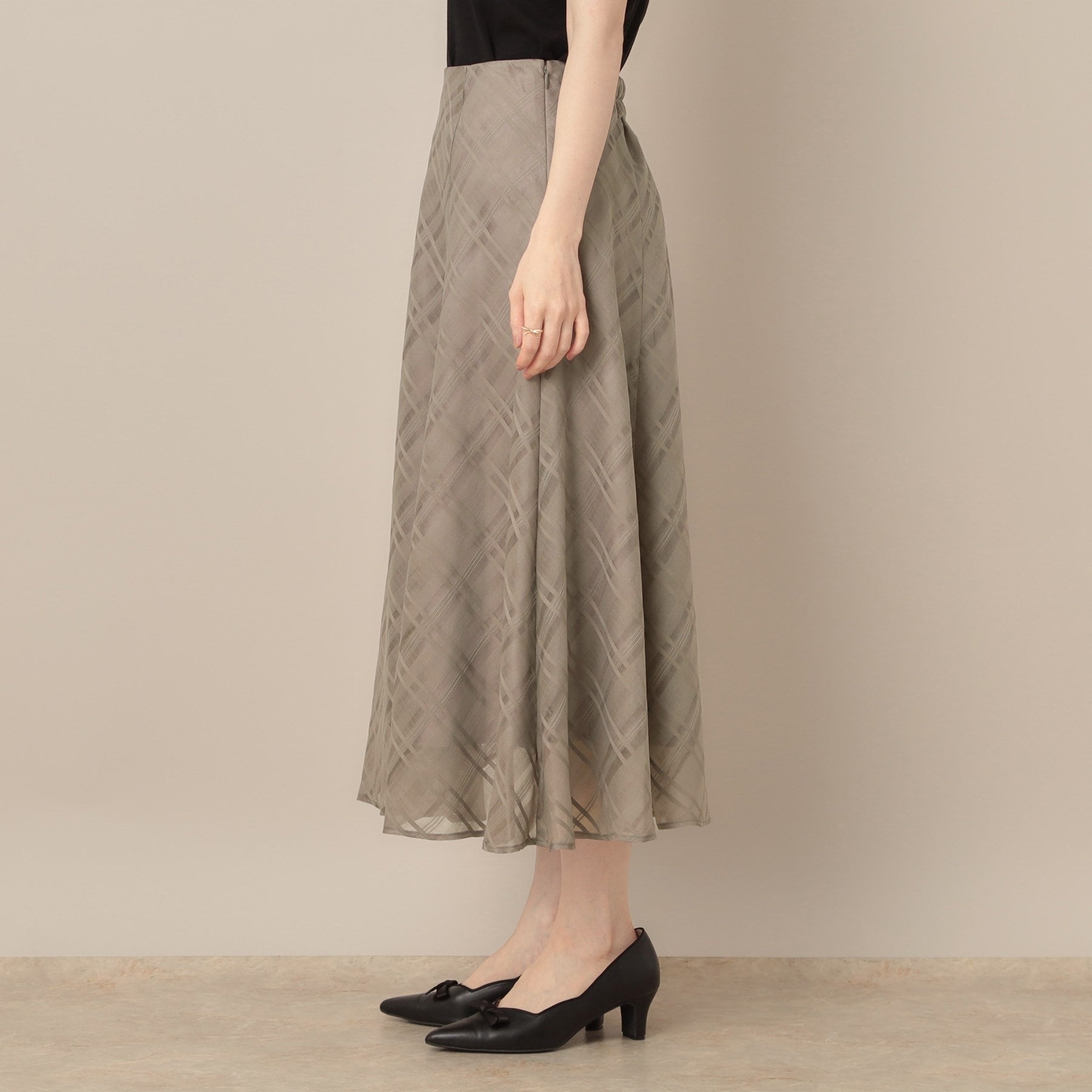 クチュール ブローチ Couture Brooch シアーチェックオーガンジースカート (ブラック(019)) ブラック(019)