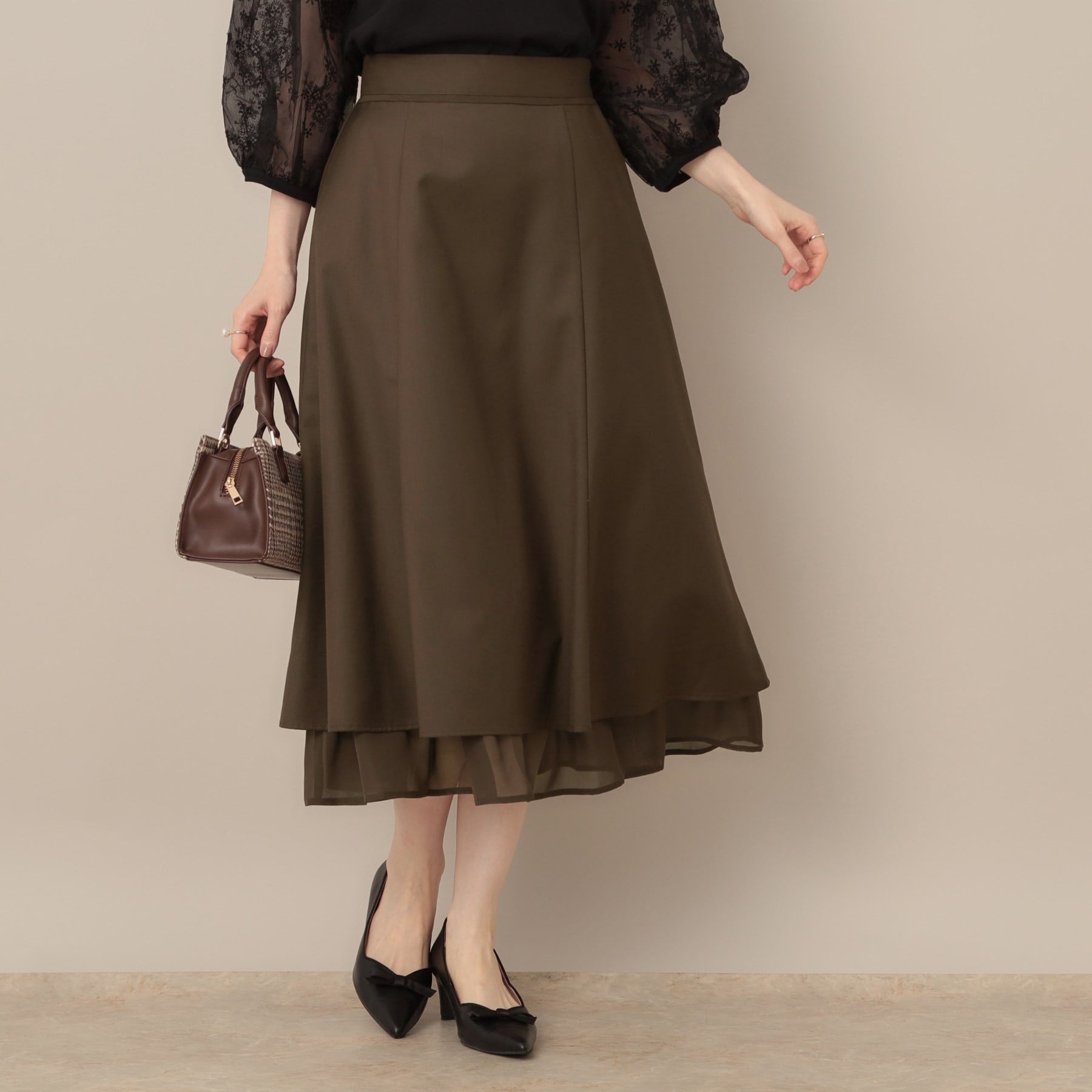クチュール ブローチ Couture Brooch 裾シアーフレアスカート (ブラウン(044)) ブラウン(044)