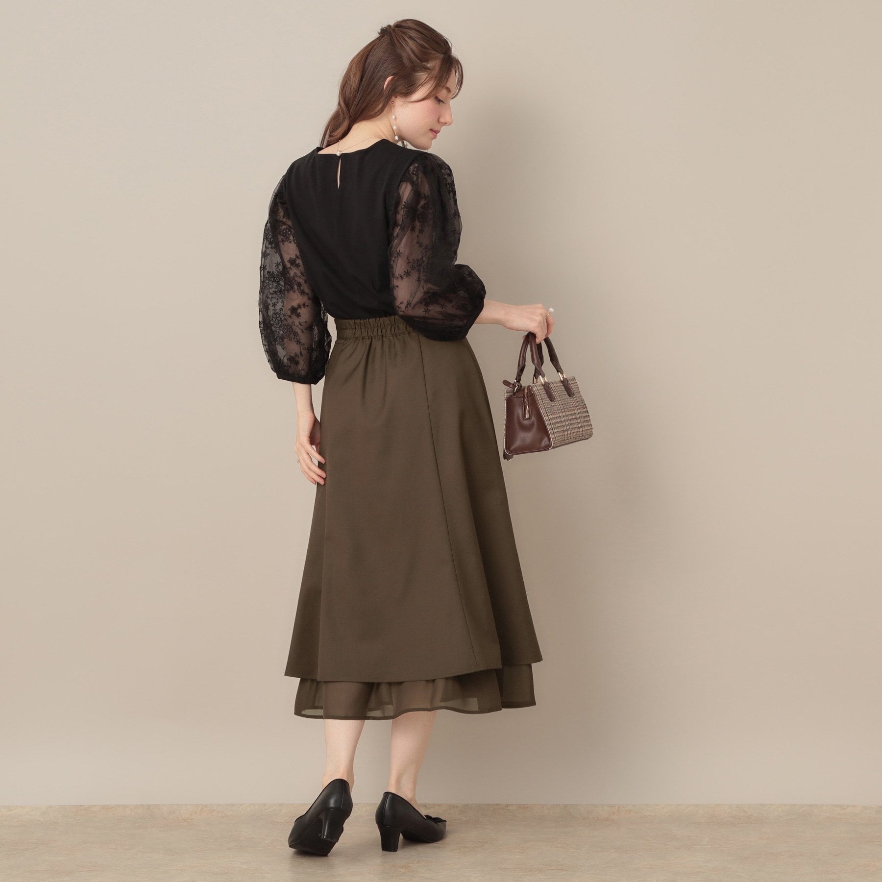 クチュール ブローチ Couture Brooch 裾シアーフレアスカート (ブラウン(044)) ブラウン(044)