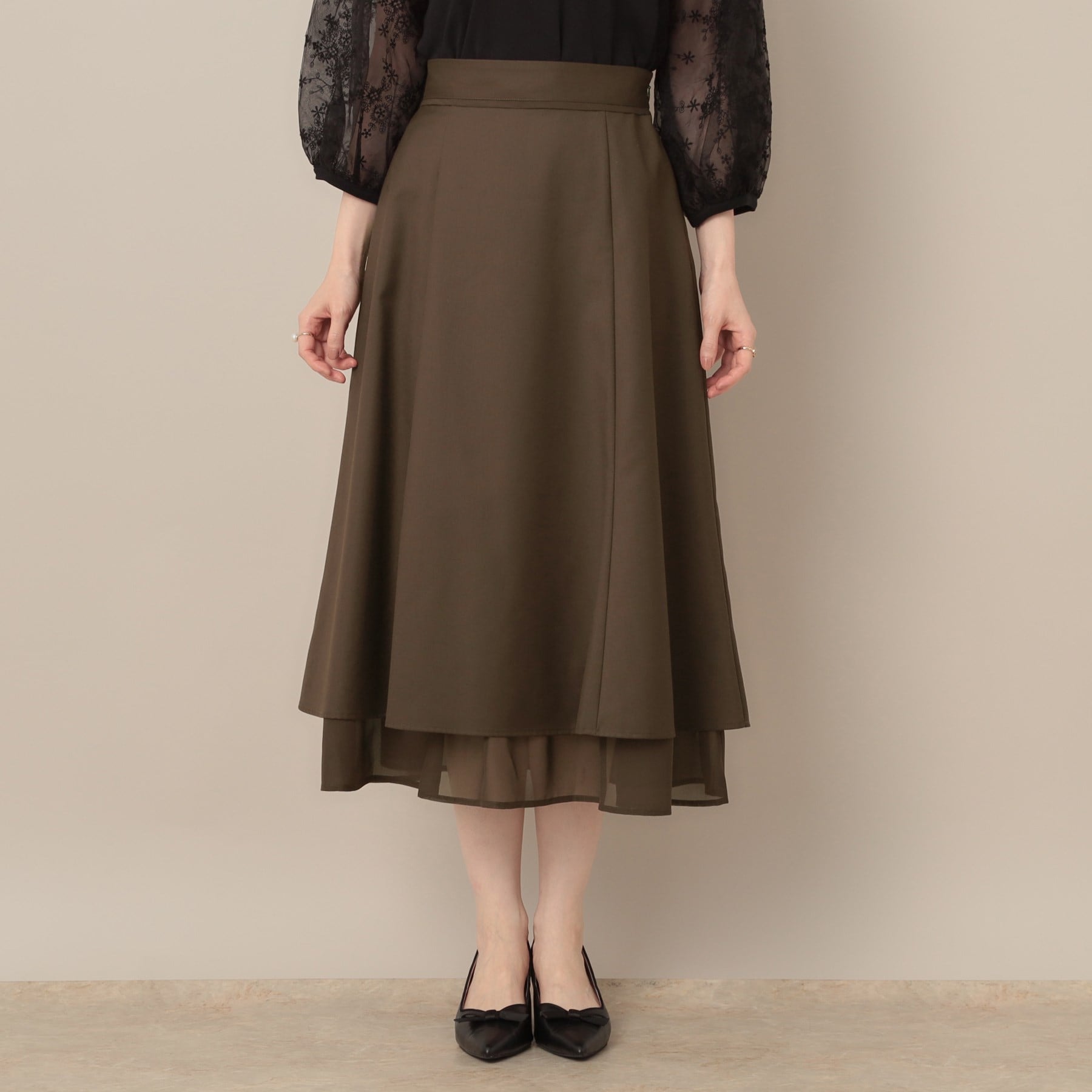 クチュール ブローチ Couture Brooch 裾シアーフレアスカート (ブラウン(044)) ブラウン(044)