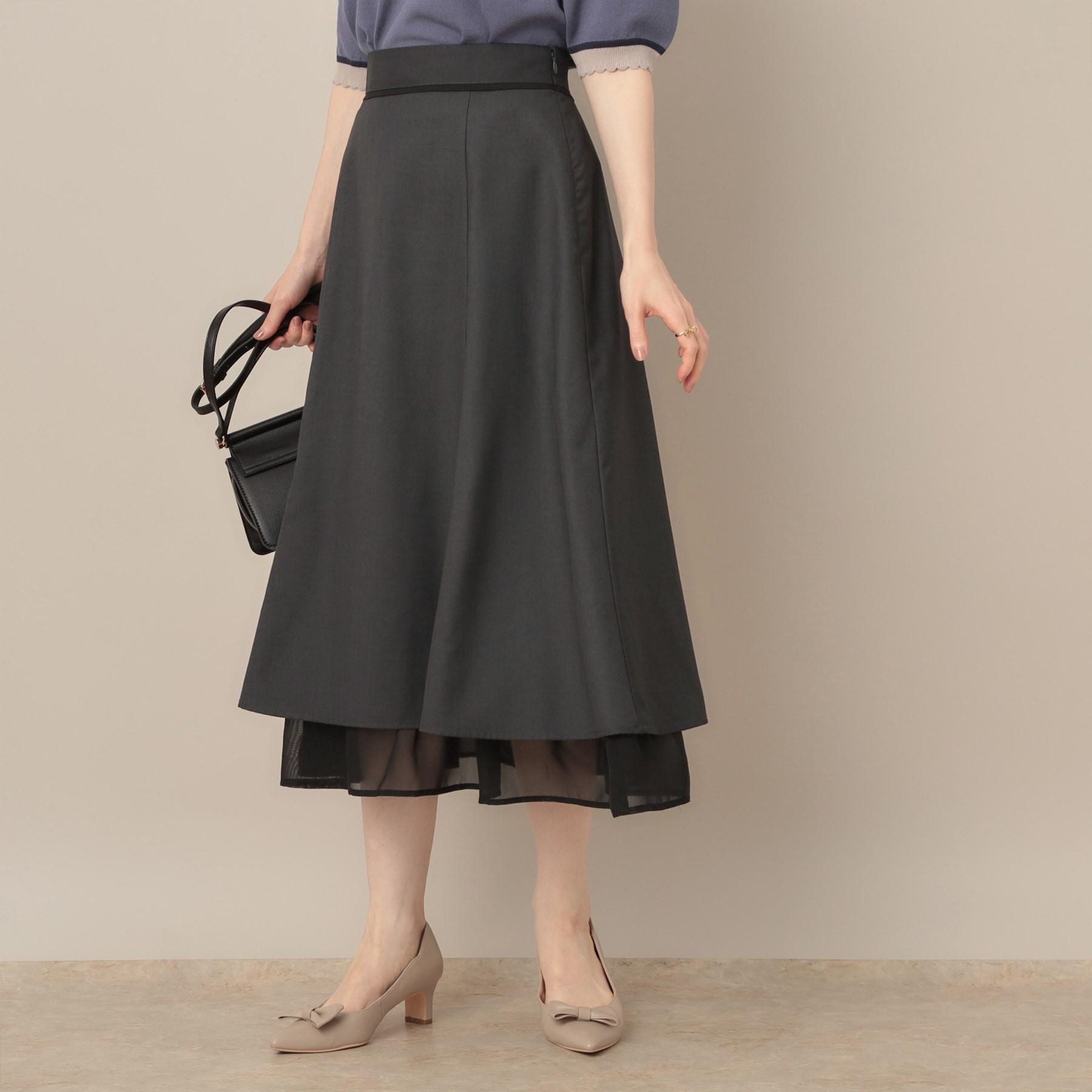 クチュール ブローチ Couture Brooch 裾シアーフレアスカート (チャコールグレー(014)) チャコールグレー(014)