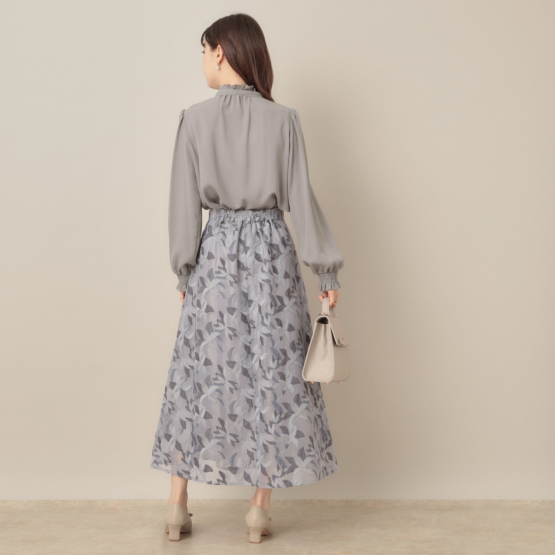 クチュール ブローチ Couture Brooch タイ付きピコフリルブラウス (ピンクベージュ(053)) ピンクベージュ(053)