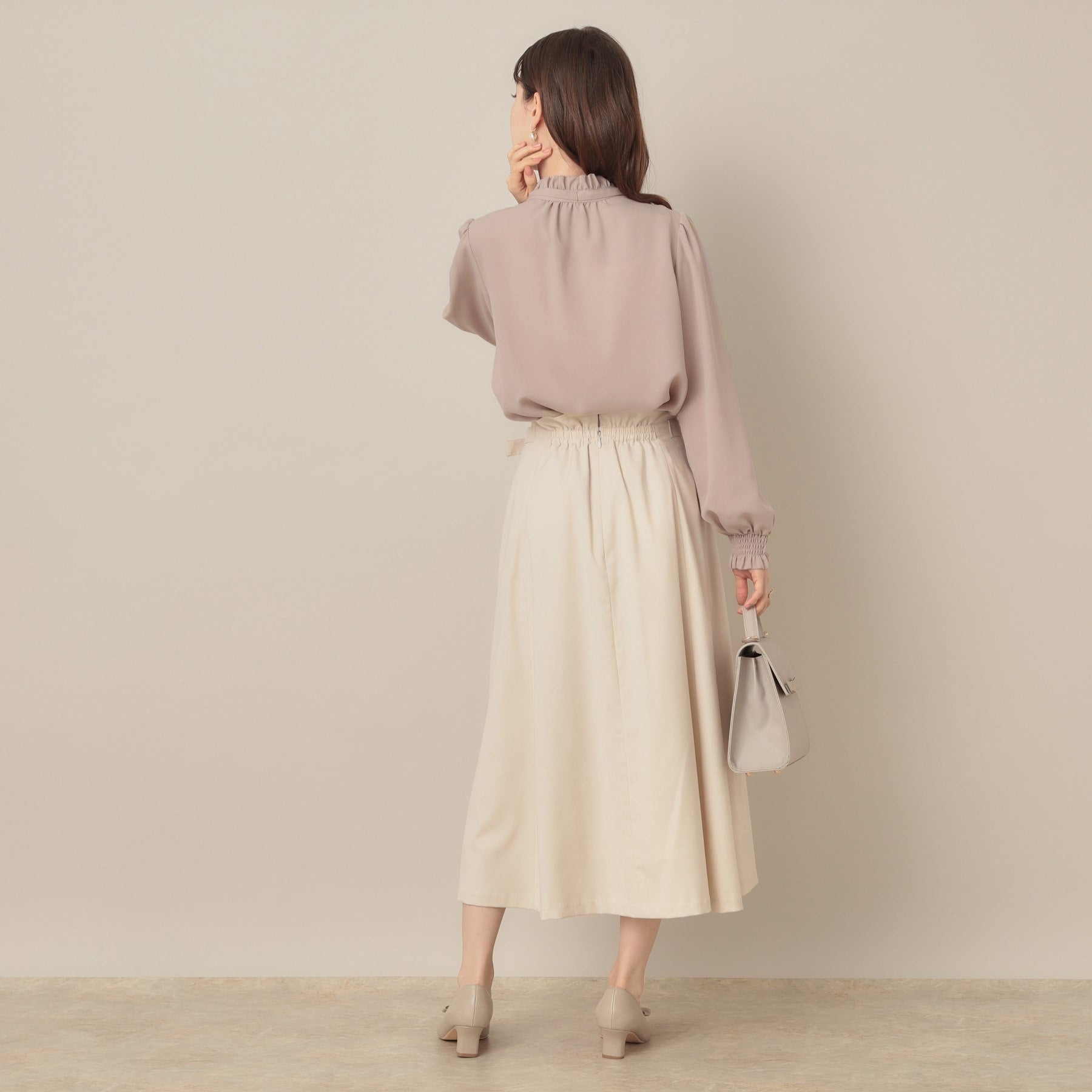 クチュール ブローチ Couture Brooch タイ付きピコフリルブラウス (ピンクベージュ(053)) ピンクベージュ(053)