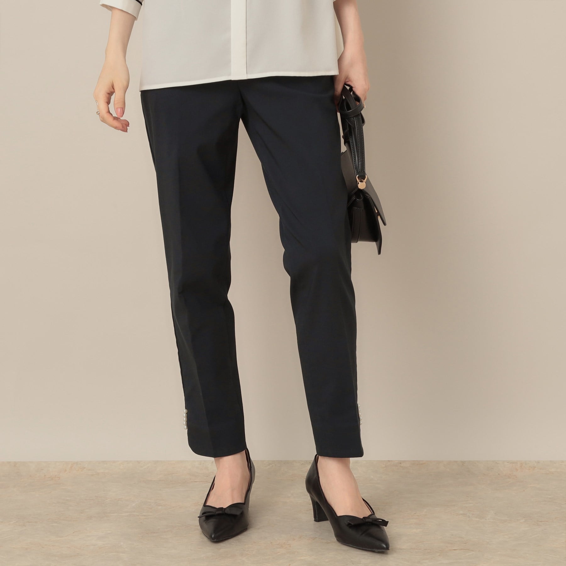 クチュール ブローチ Couture Brooch ポイントパール調ハイパーストレッチパンツ (ネイビー(094)) ネイビー(094)