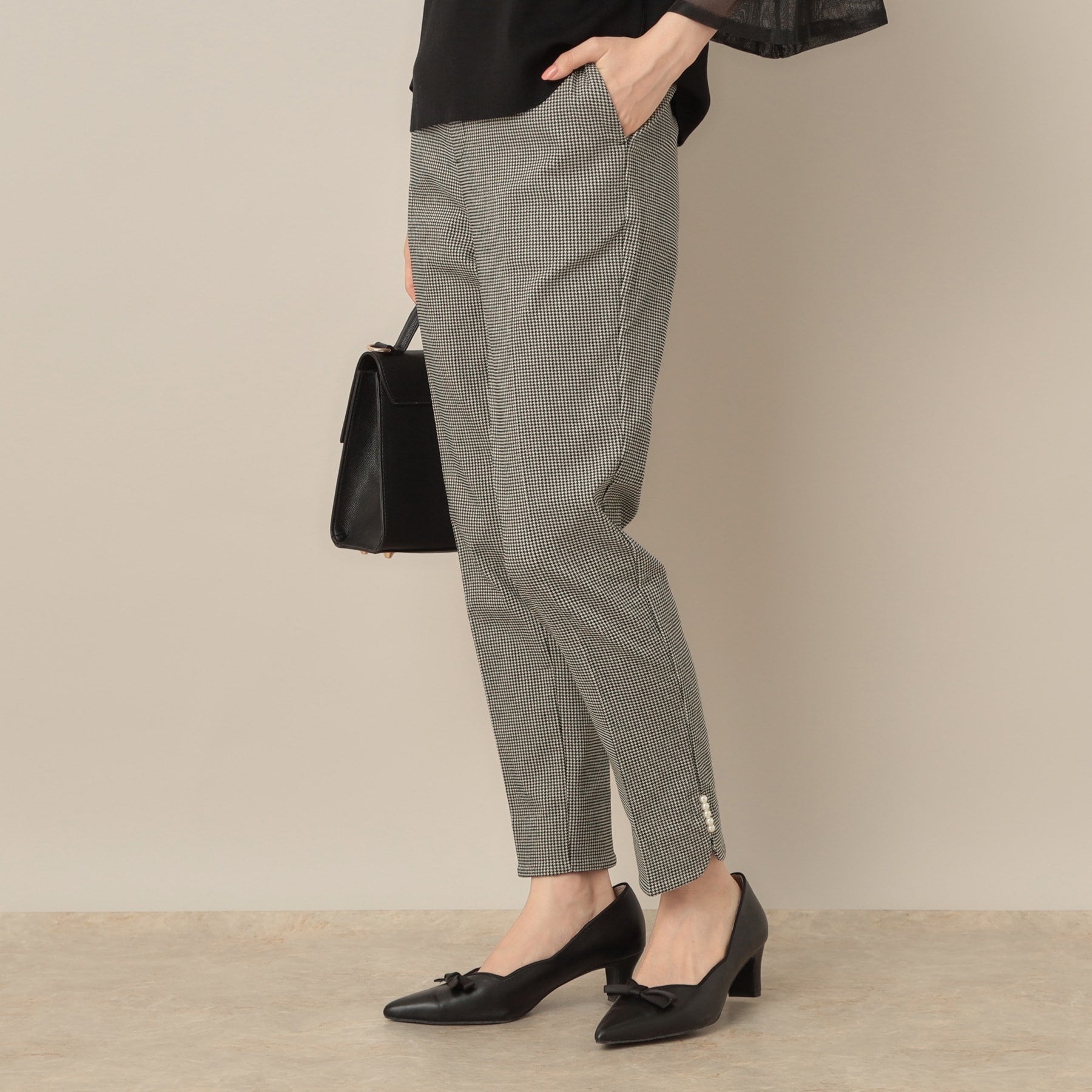 クチュール ブローチ Couture Brooch ポイントパール調ハイパーストレッチパンツ (ブラック(219)) ブラック(219)