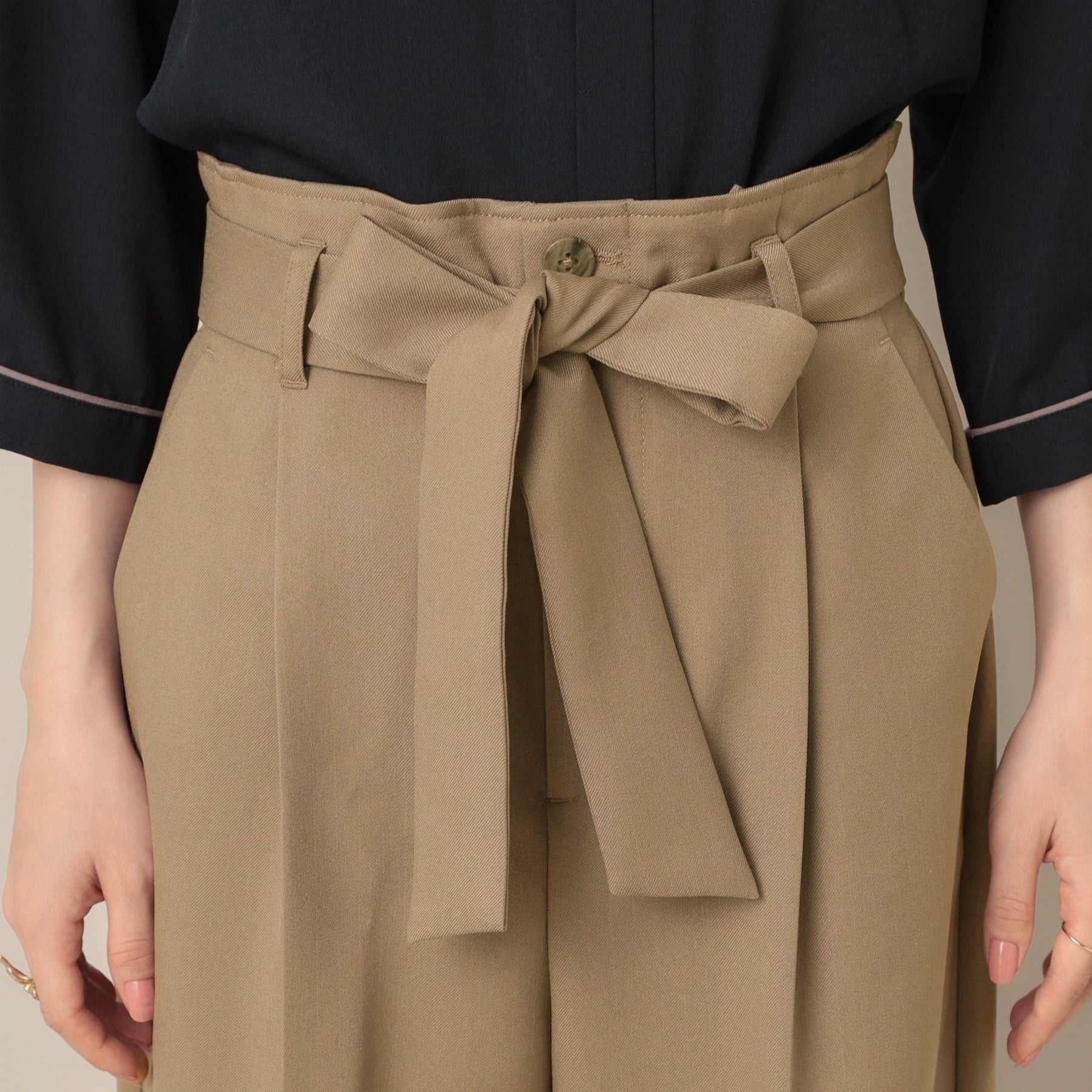 クチュール ブローチ Couture Brooch ウエストリボン サスペンダー付きワイドパンツ (チャコールグレー(013)) チャコールグレー(013)