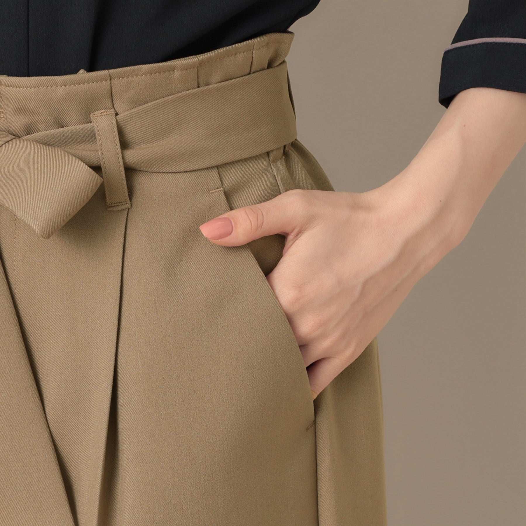 クチュール ブローチ Couture Brooch ウエストリボン サスペンダー付きワイドパンツ (チャコールグレー(013)) チャコールグレー(013)