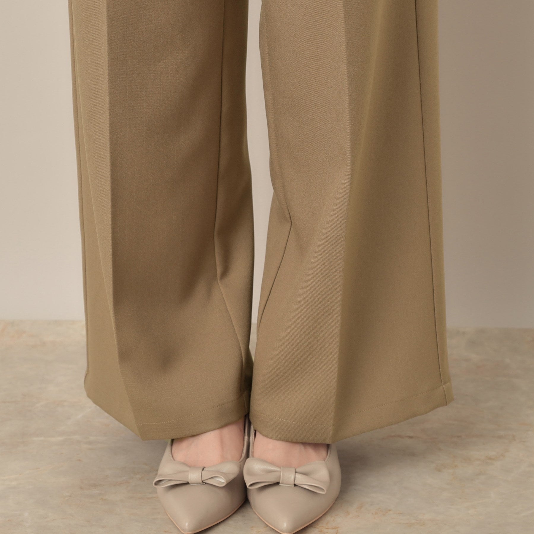 クチュール ブローチ Couture Brooch ウエストリボン サスペンダー付きワイドパンツ (チャコールグレー(013)) チャコールグレー(013)