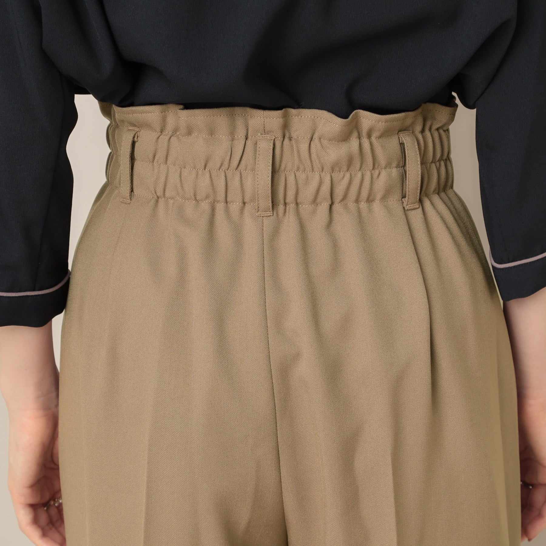 クチュール ブローチ Couture Brooch ウエストリボン サスペンダー付きワイドパンツ (チャコールグレー(013)) チャコールグレー(013)