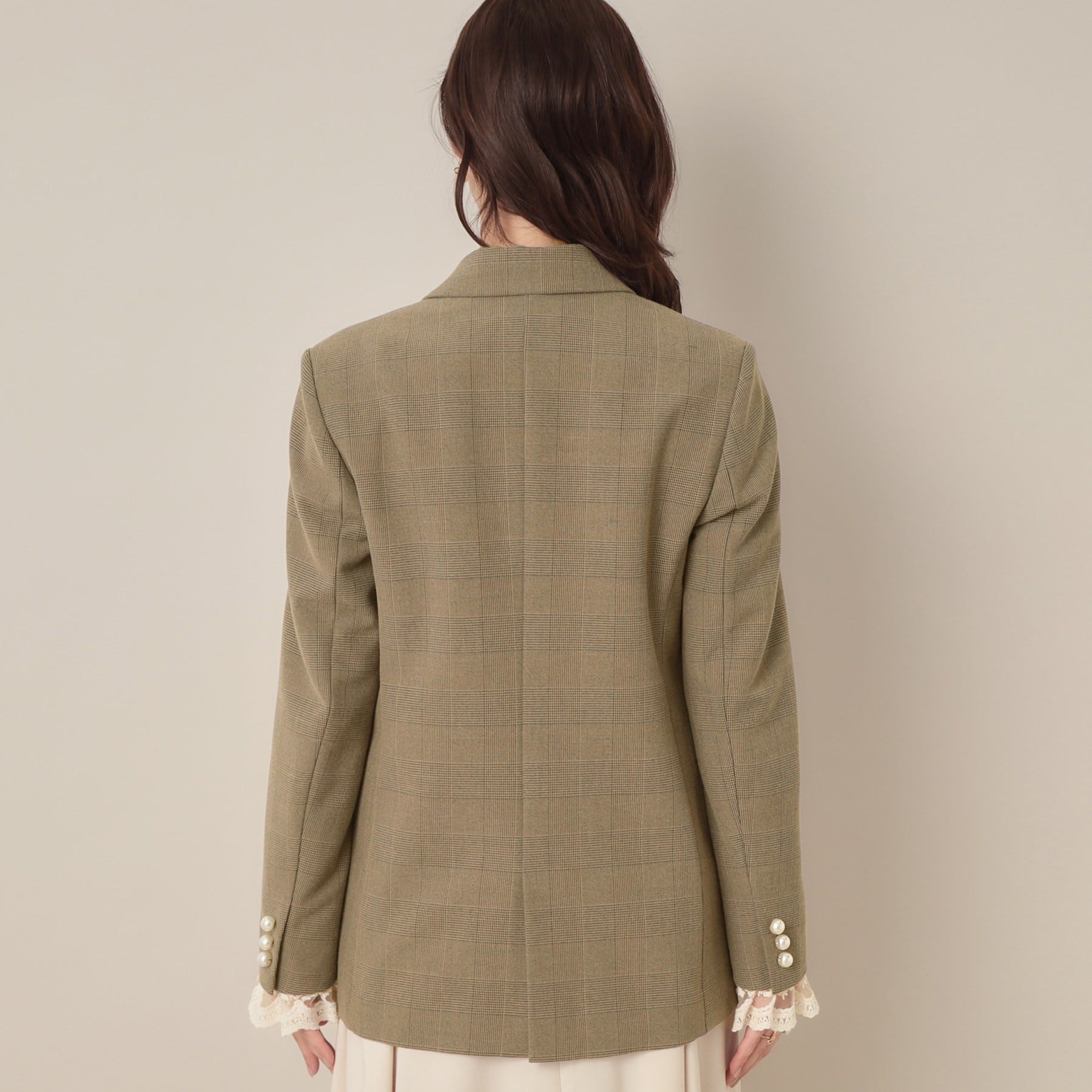 クチュール ブローチ Couture Brooch レースカフス パール調釦テーラードジャケット (ネイビー(094)) ネイビー(094)