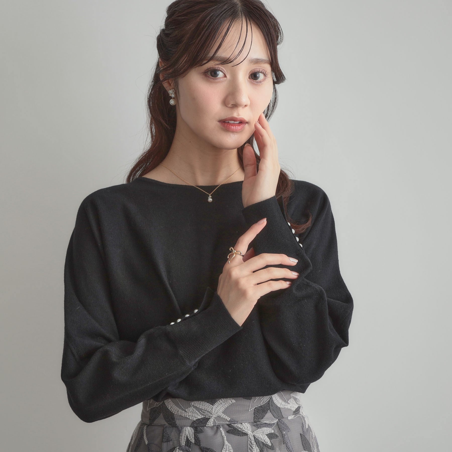 クチュール ブローチ Couture Brooch バックパール調ニット (ブラック(019)) ブラック(019)