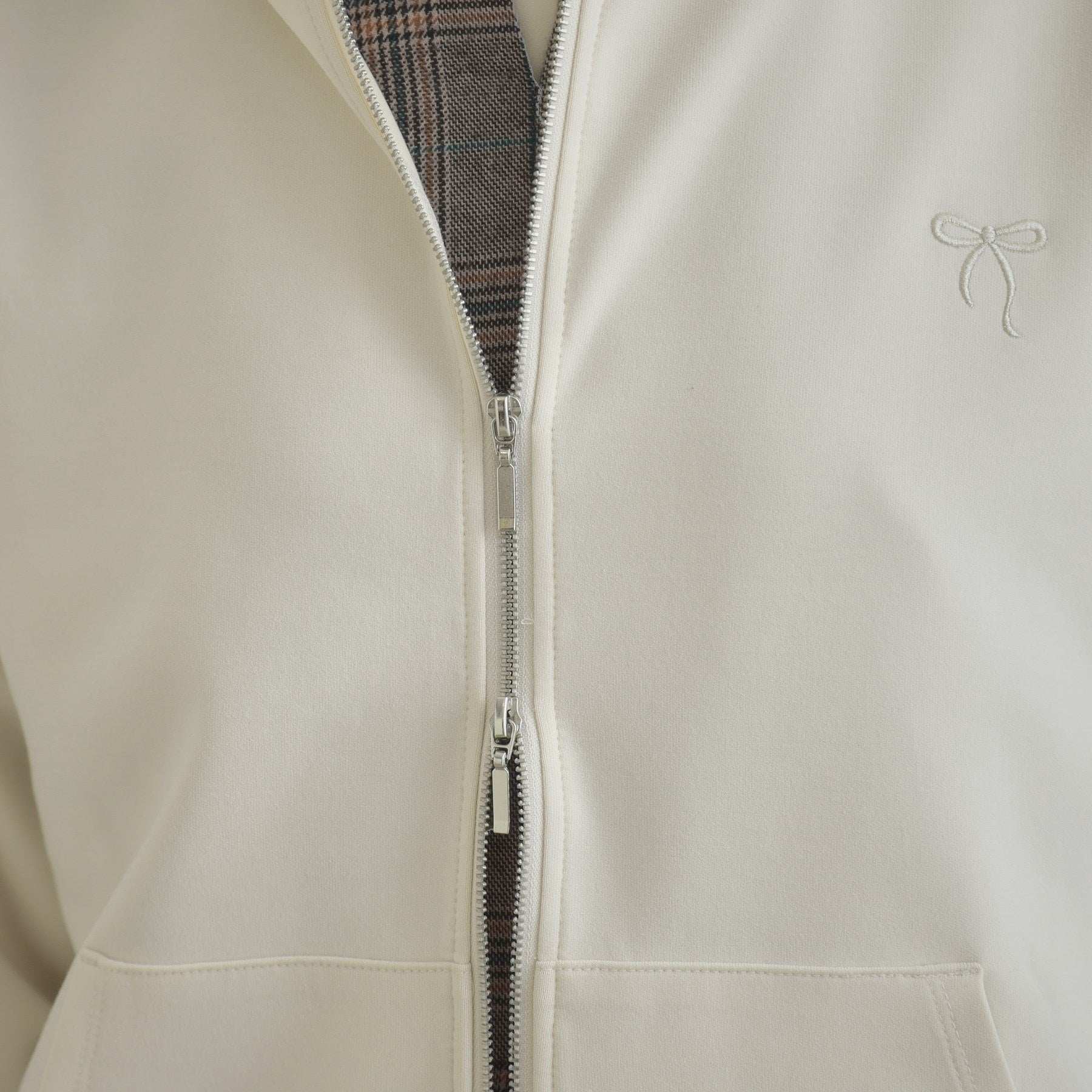 クチュール ブローチ Couture Brooch リボン刺繍ダンボールZIPフーディ (ブラック(019)) ブラック(019)