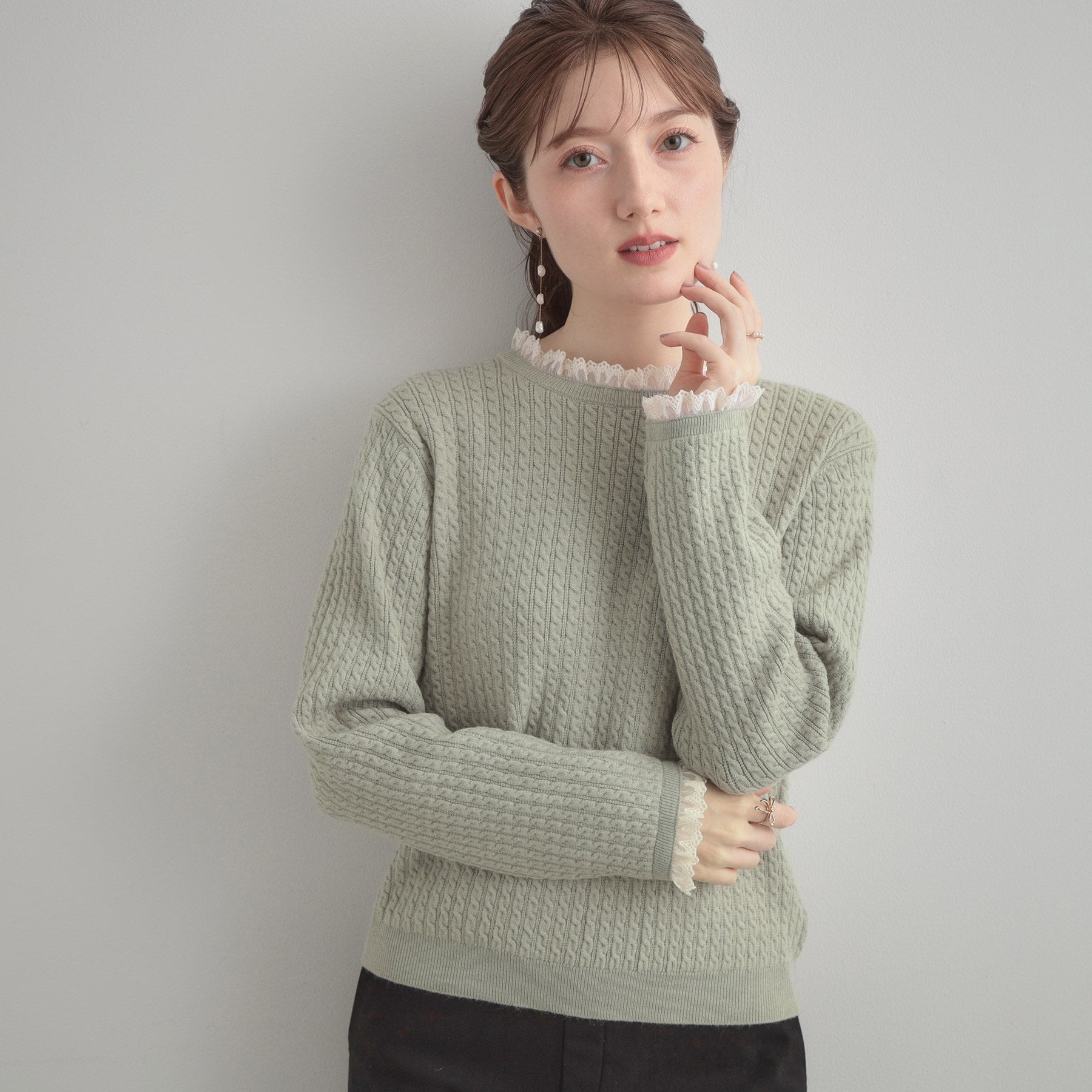 クチュール ブローチ Couture Brooch ケーブルレース バックリボンニット (ミントグリーン(021)) ミントグリーン(021)