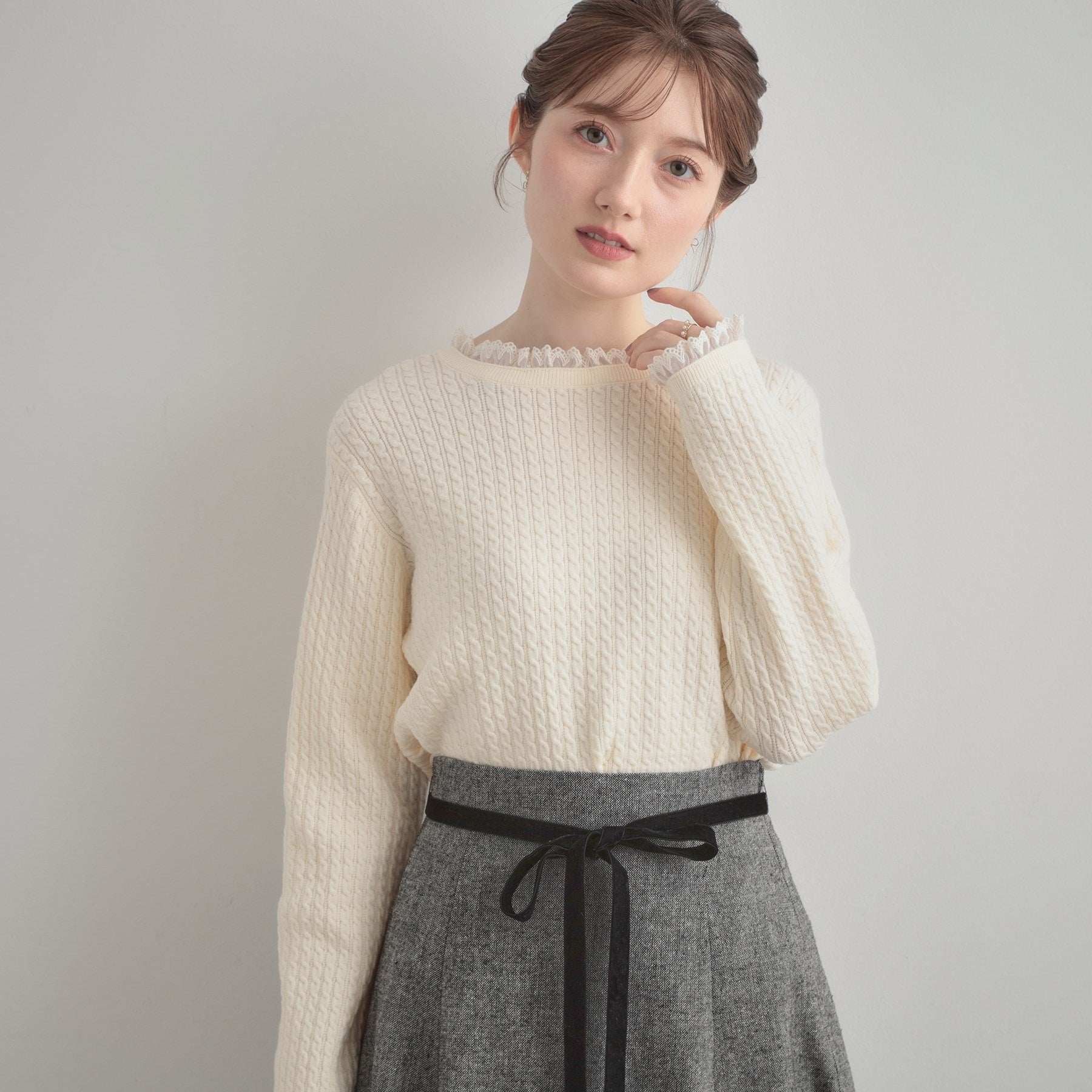 クチュール ブローチ Couture Brooch ケーブルレース バックリボンニット (ミントグリーン(021)) ミントグリーン(021)