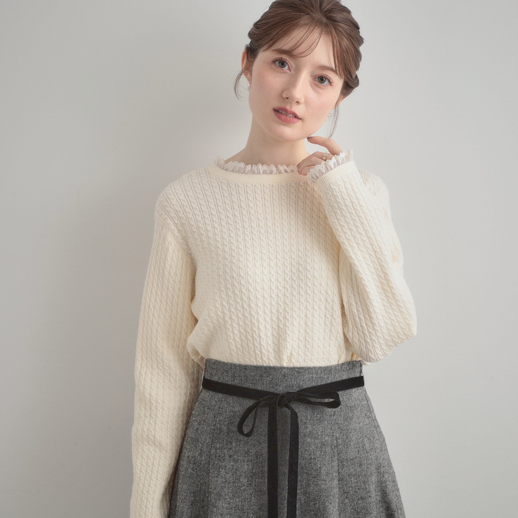 クチュール ブローチ Couture Brooch ケーブルレース バックリボンニット (ミントグリーン(021)) ミントグリーン(021)