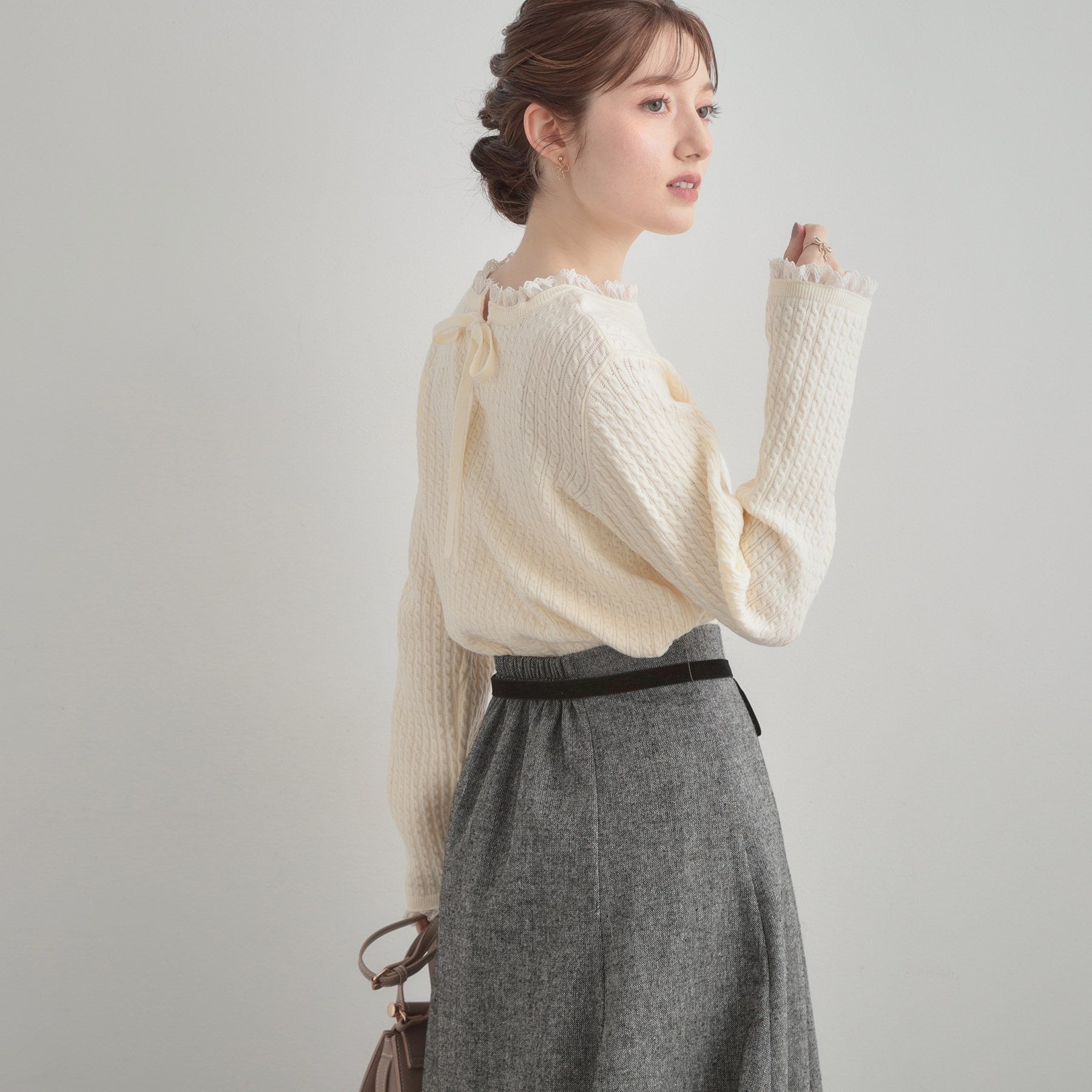 クチュール ブローチ Couture Brooch ケーブルレース バックリボンニット (ミントグリーン(021)) ミントグリーン(021)