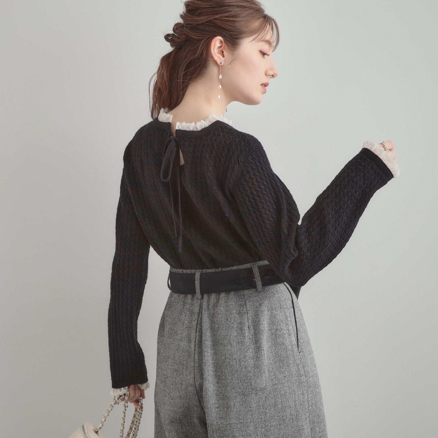 クチュール ブローチ Couture Brooch ケーブルレース バックリボンニット (ミントグリーン(021)) ミントグリーン(021)