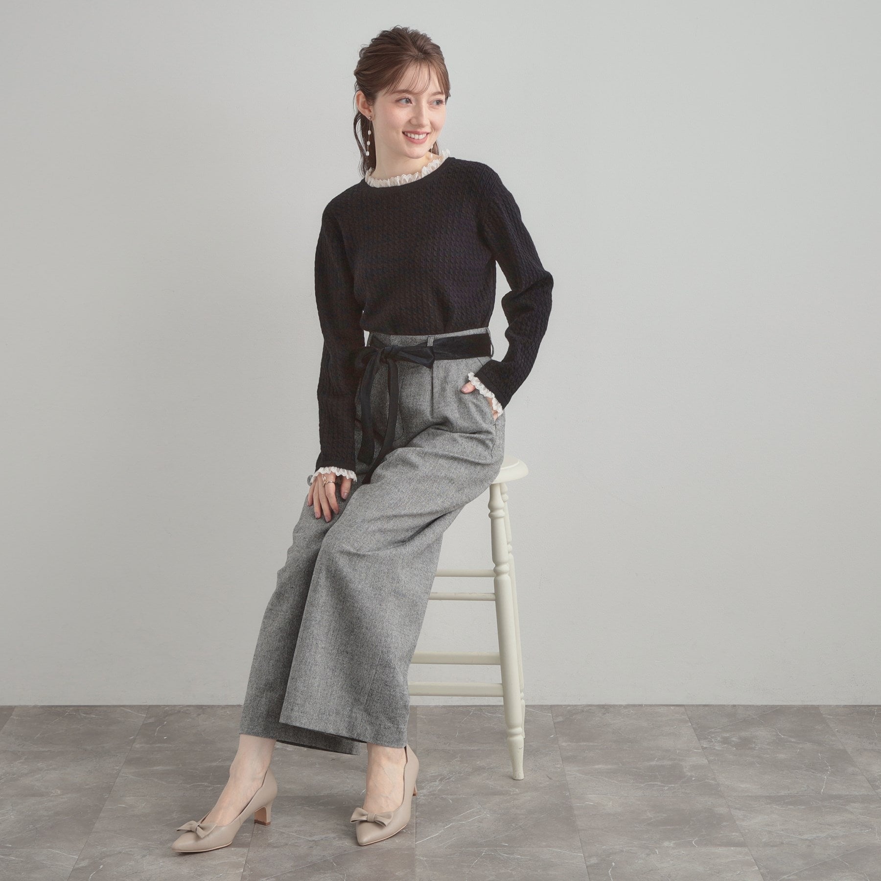 クチュール ブローチ Couture Brooch ケーブルレース バックリボンニット (ミントグリーン(021)) ミントグリーン(021)