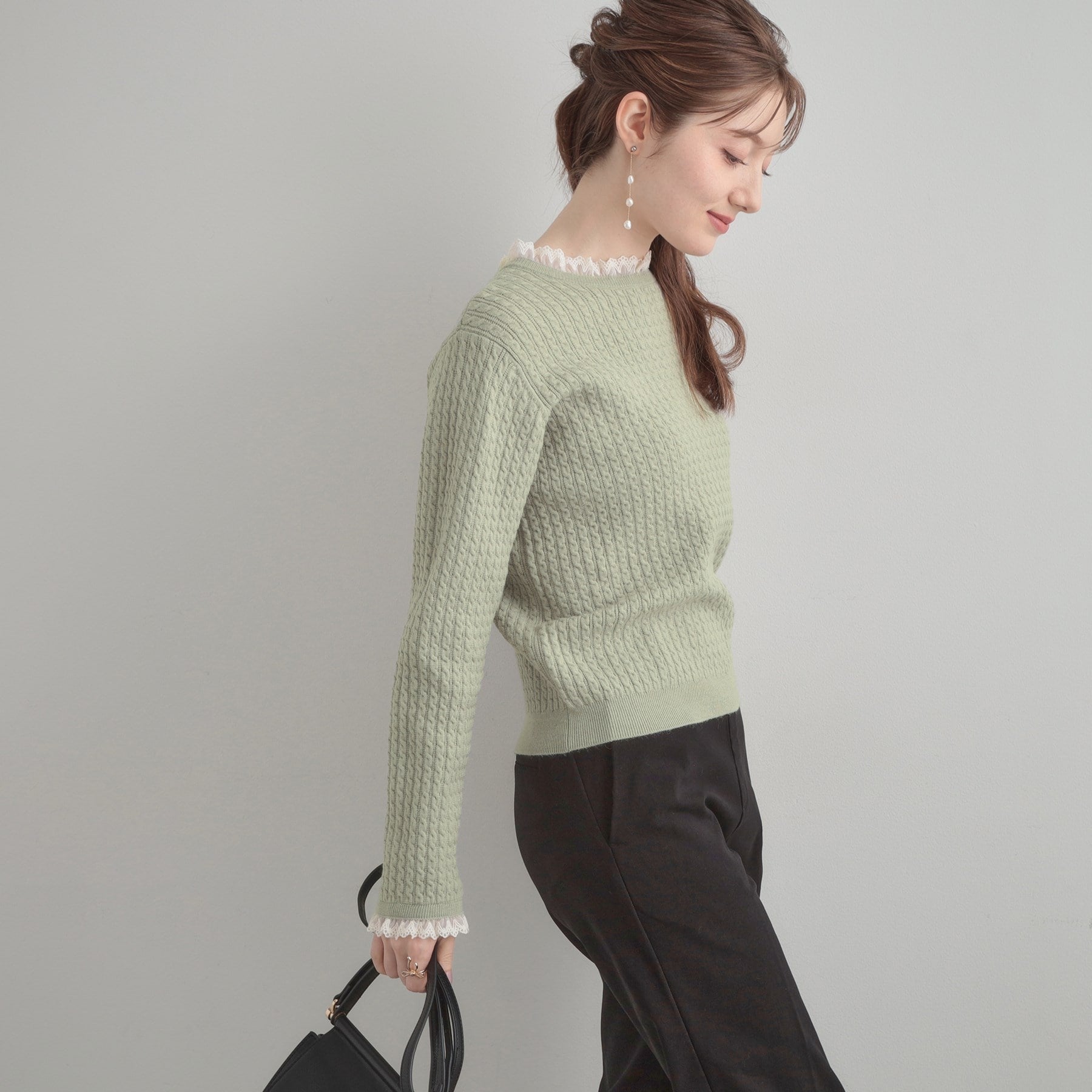 クチュール ブローチ Couture Brooch ケーブルレース バックリボンニット (ミントグリーン(021)) ミントグリーン(021)