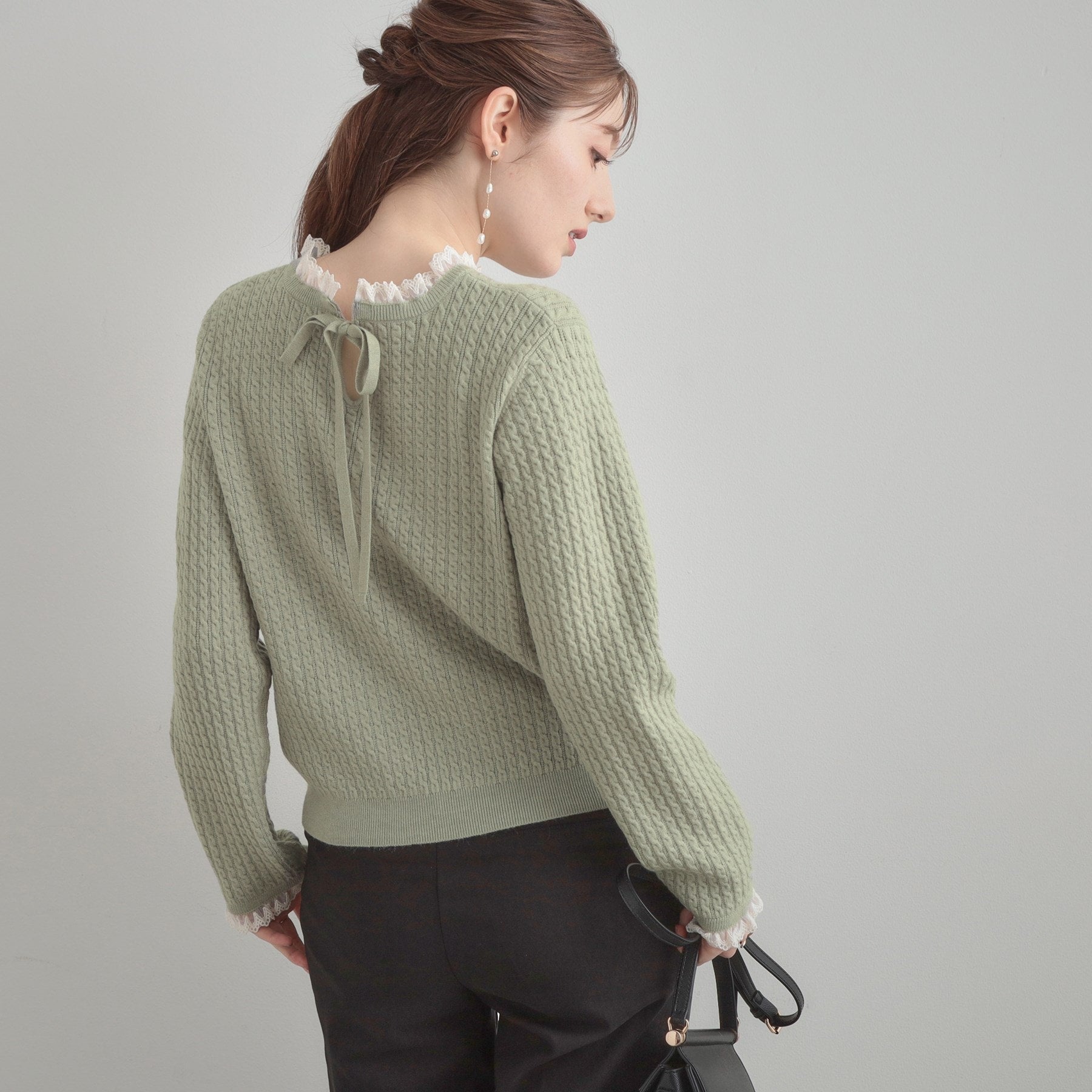 クチュール ブローチ Couture Brooch ケーブルレース バックリボンニット (ミントグリーン(021)) ミントグリーン(021)