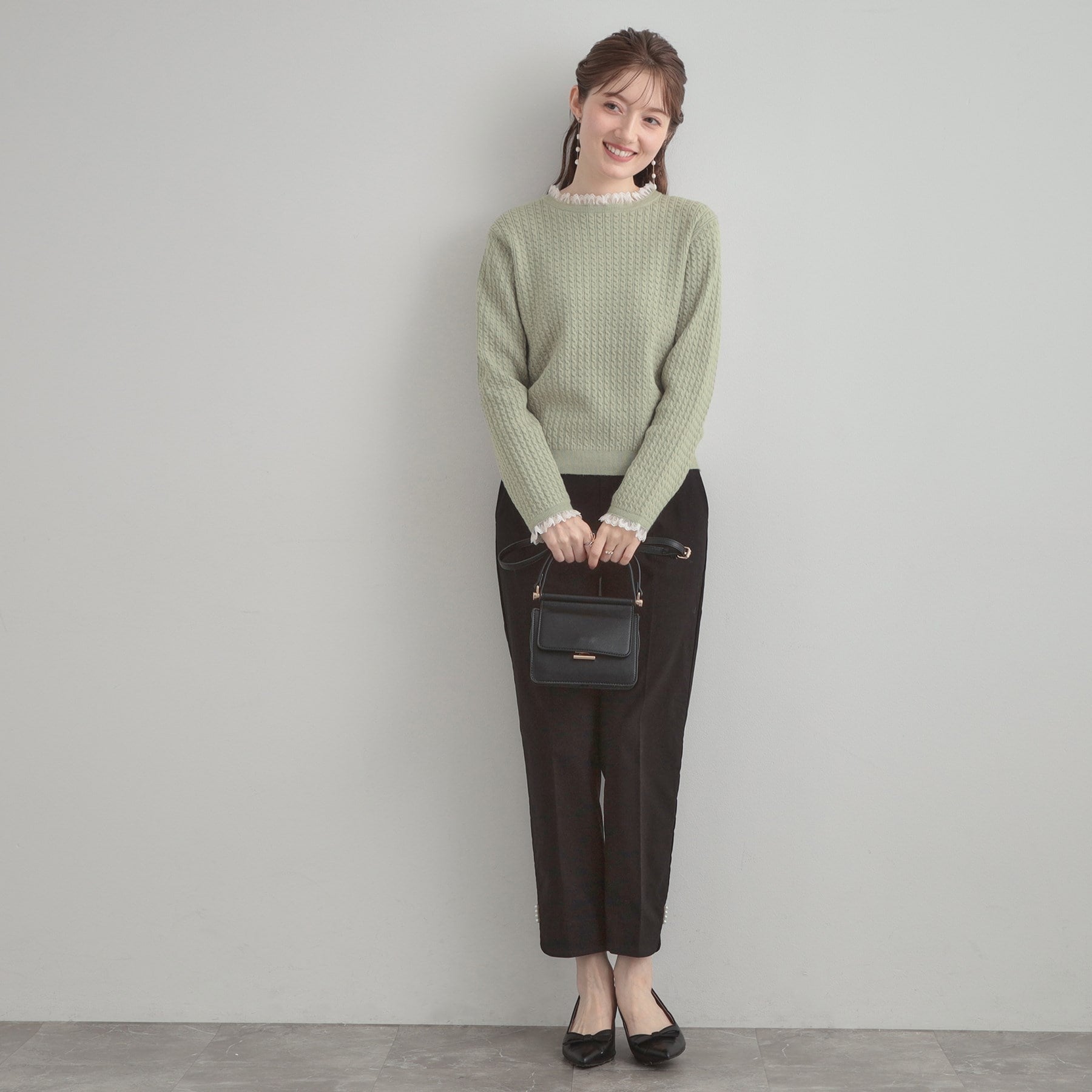 クチュール ブローチ Couture Brooch ケーブルレース バックリボンニット (ミントグリーン(021)) ミントグリーン(021)