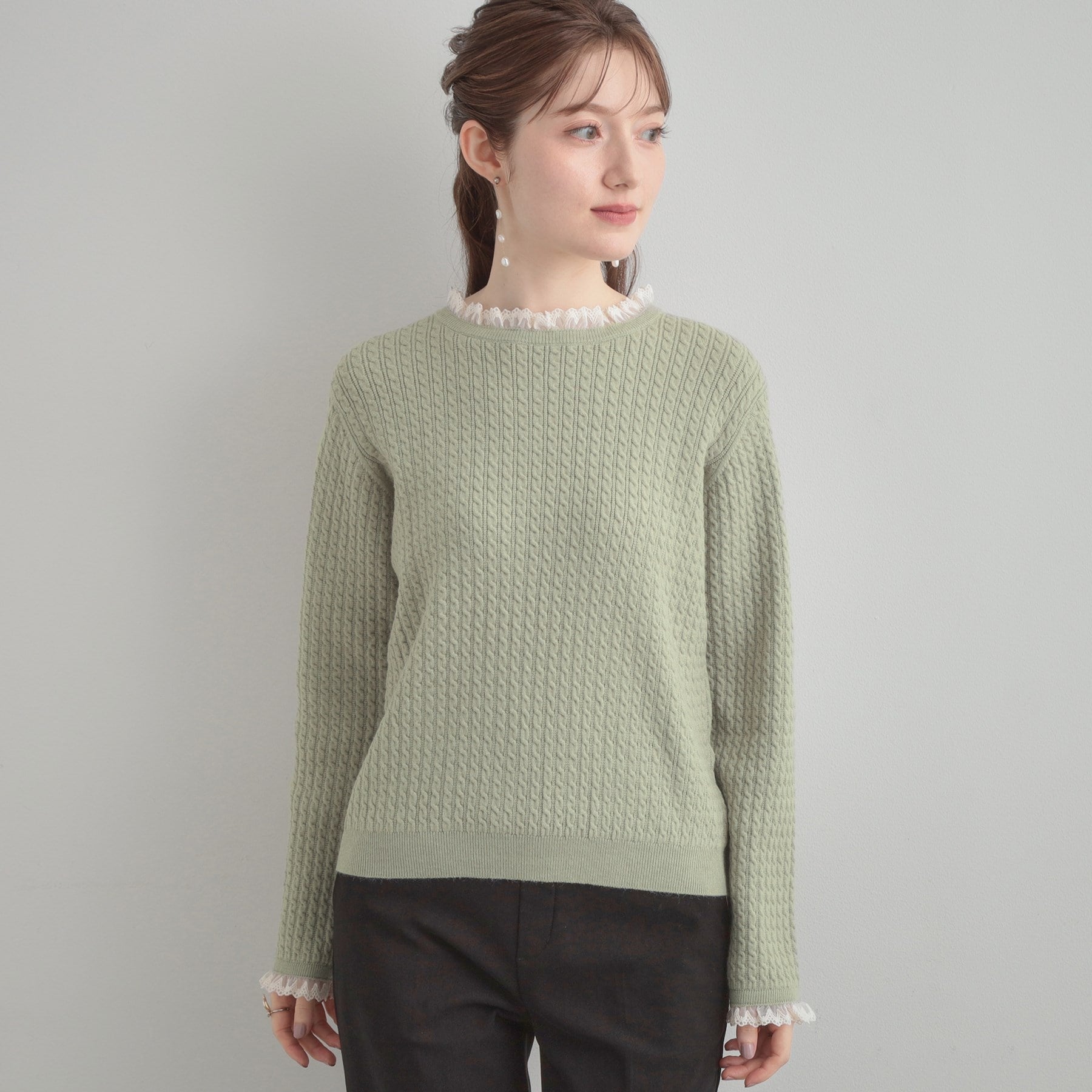 クチュール ブローチ Couture Brooch ケーブルレース バックリボンニット (ミントグリーン(021)) ミントグリーン(021)