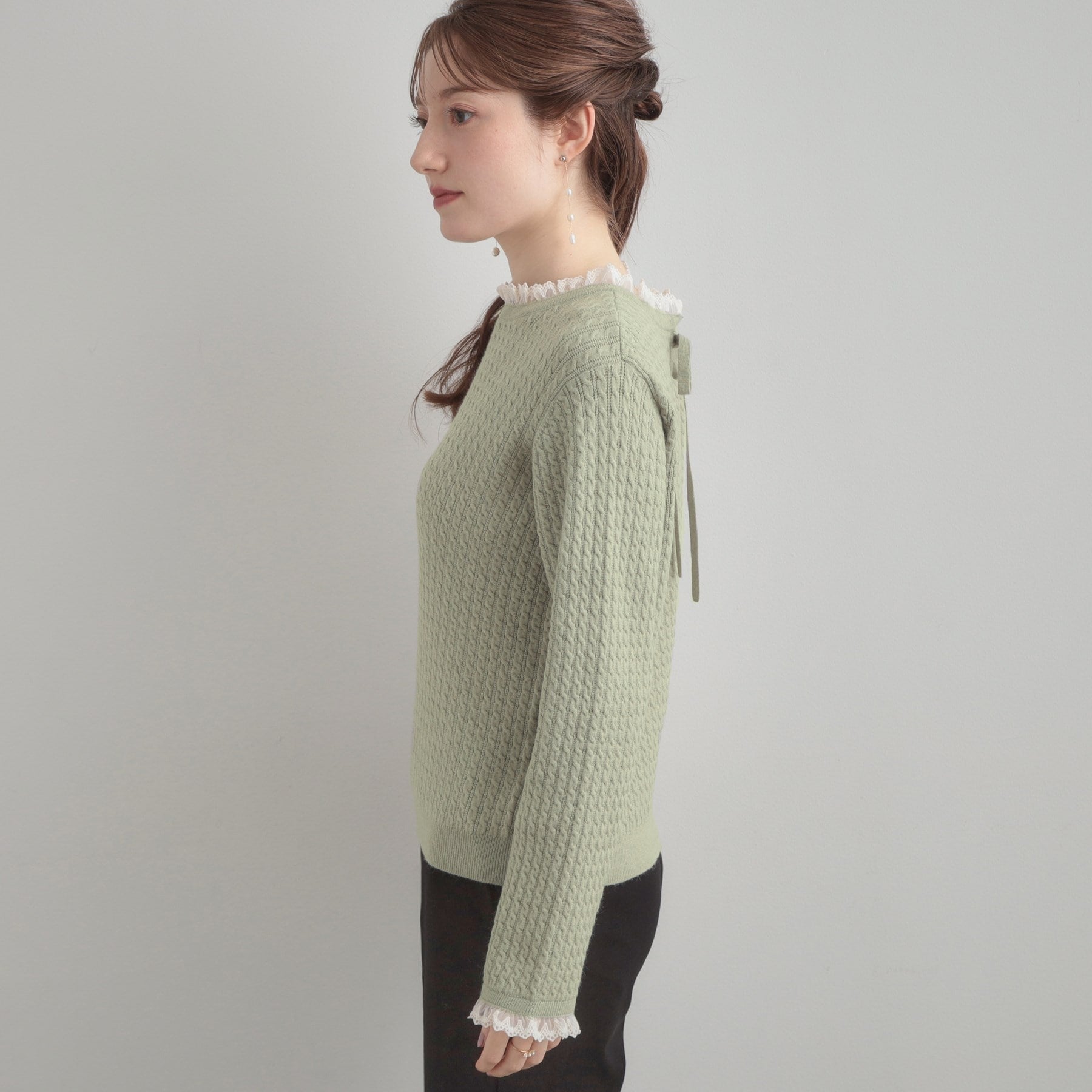 クチュール ブローチ Couture Brooch ケーブルレース バックリボンニット (ミントグリーン(021)) ミントグリーン(021)