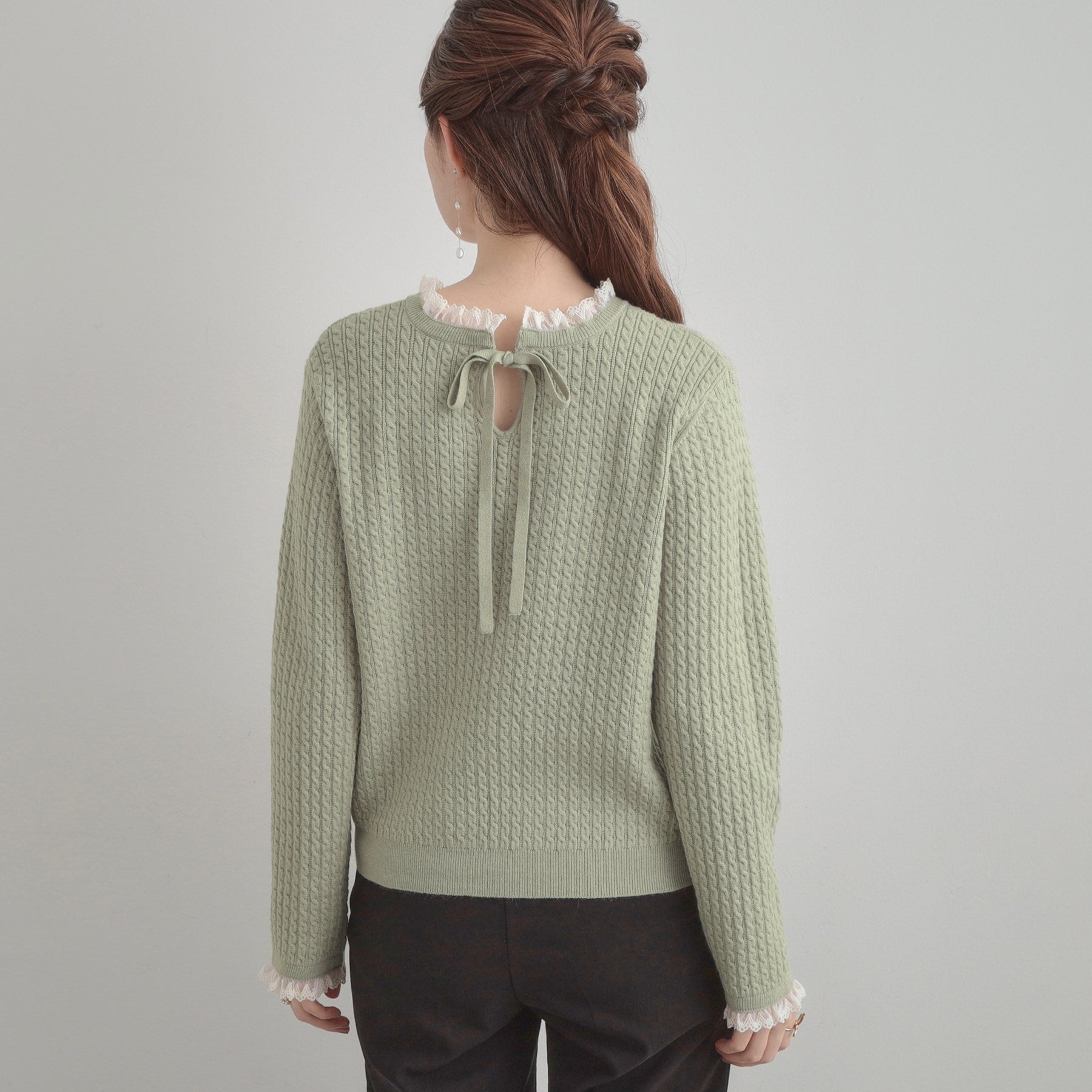 クチュール ブローチ Couture Brooch ケーブルレース バックリボンニット (ミントグリーン(021)) ミントグリーン(021)