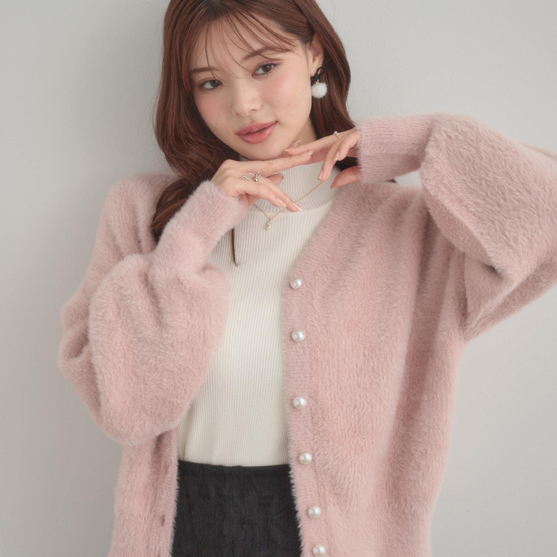 クチュール ブローチ Couture Brooch フェザーカーディトップス (ピンク(072)) ピンク(072)