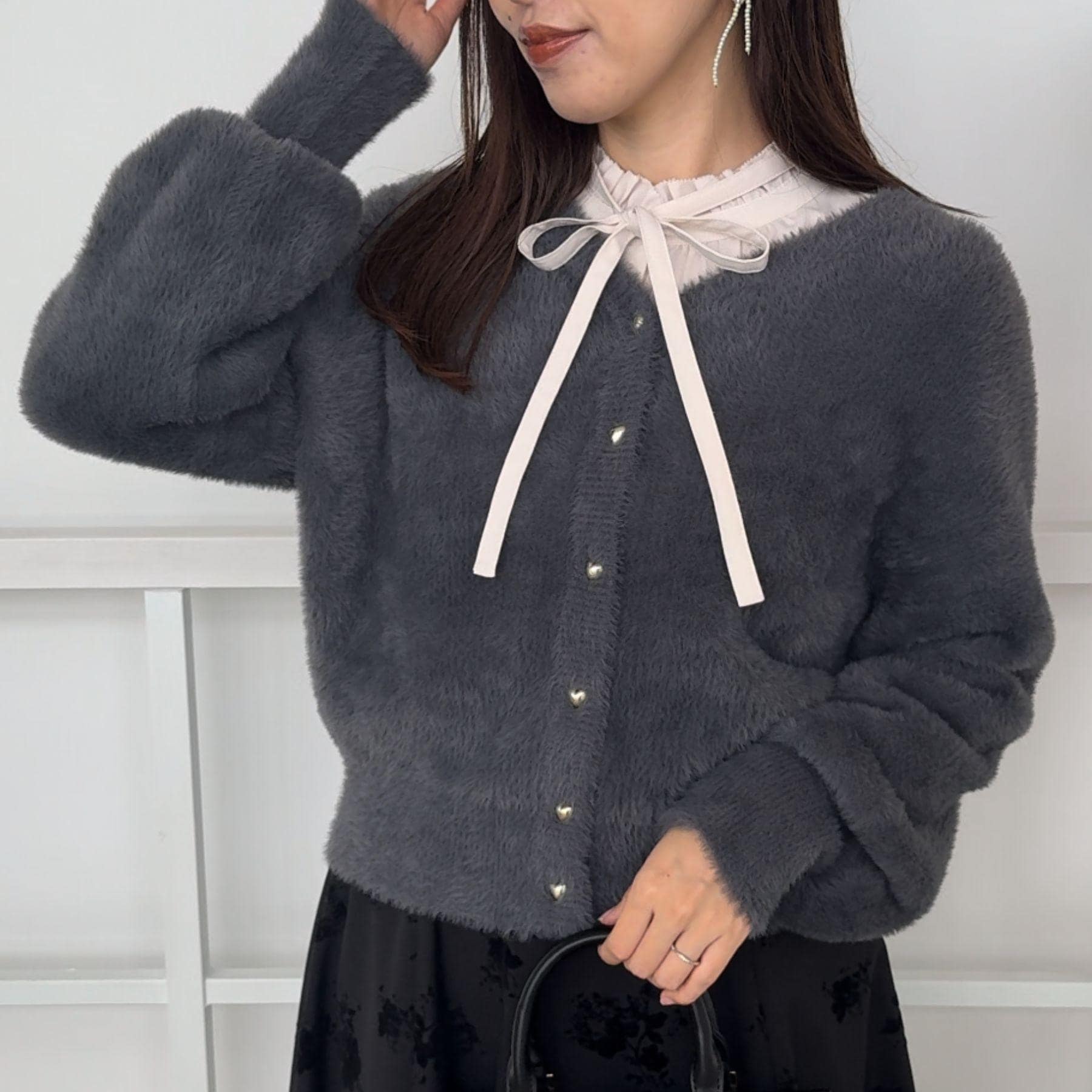 クチュール ブローチ Couture Brooch フェザーカーディトップス (チャコールグレー(014)) チャコールグレー(014)