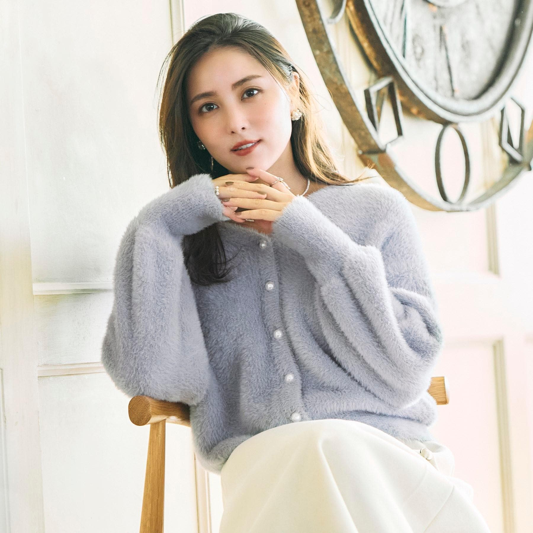 クチュール ブローチ Couture Brooch フェザーカーディトップス (サックスブルー(090)) サックスブルー(090)