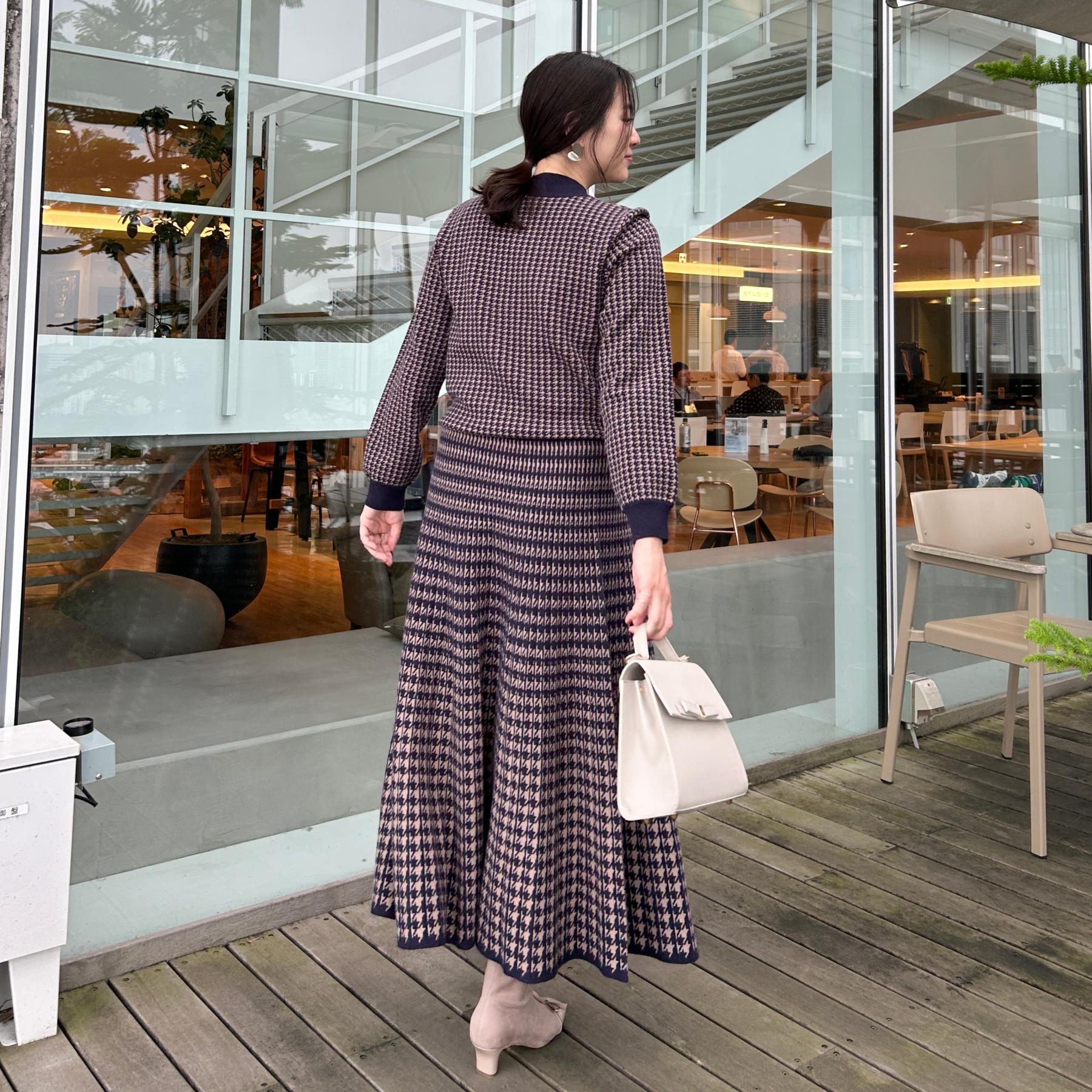 クチュール ブローチ Couture Brooch 千鳥JQニットプリーツスカート (ネイビー(294)) ネイビー(294)