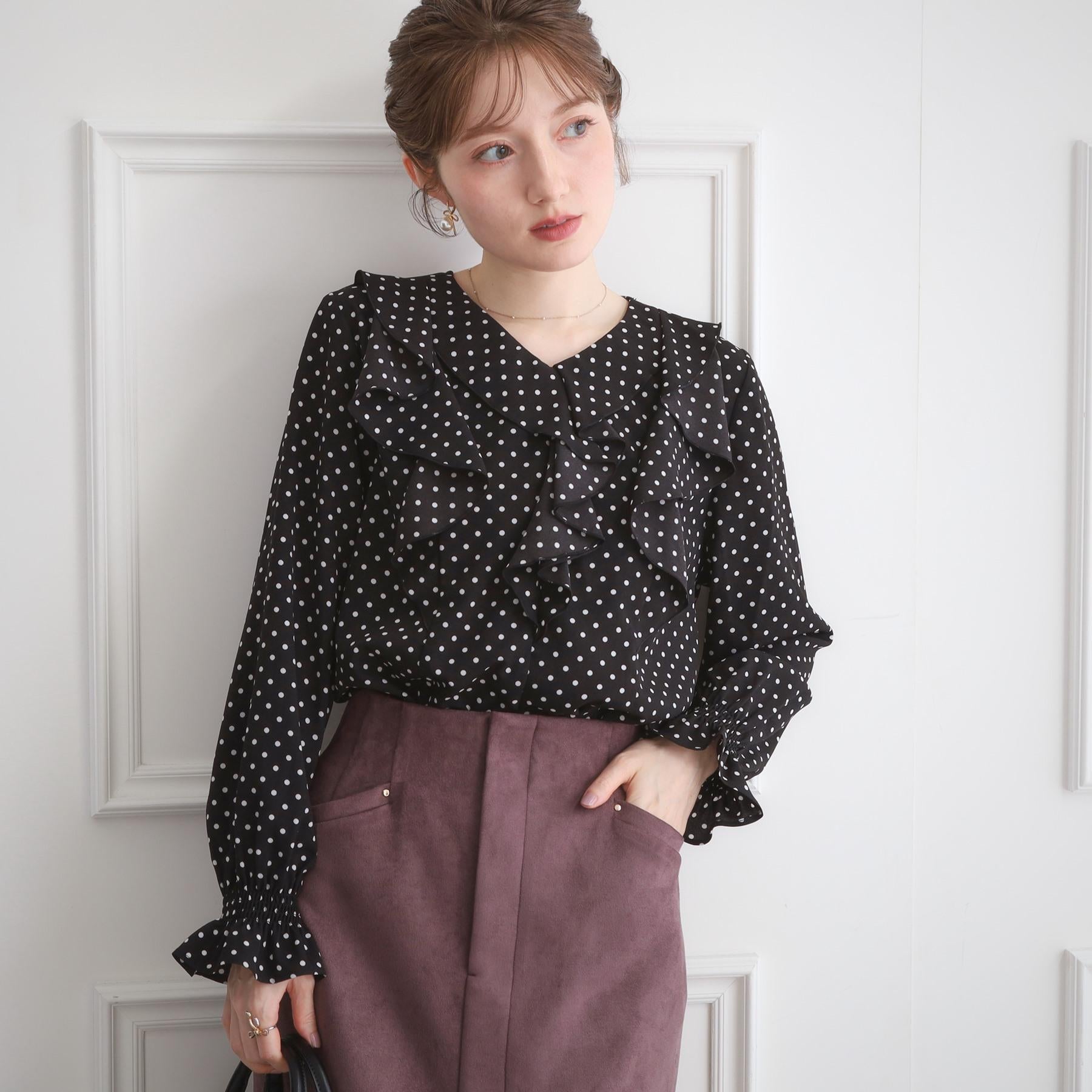 クチュール ブローチ Couture Brooch ラッフルフリルブラウス (ブラック(119)) ブラック(119)