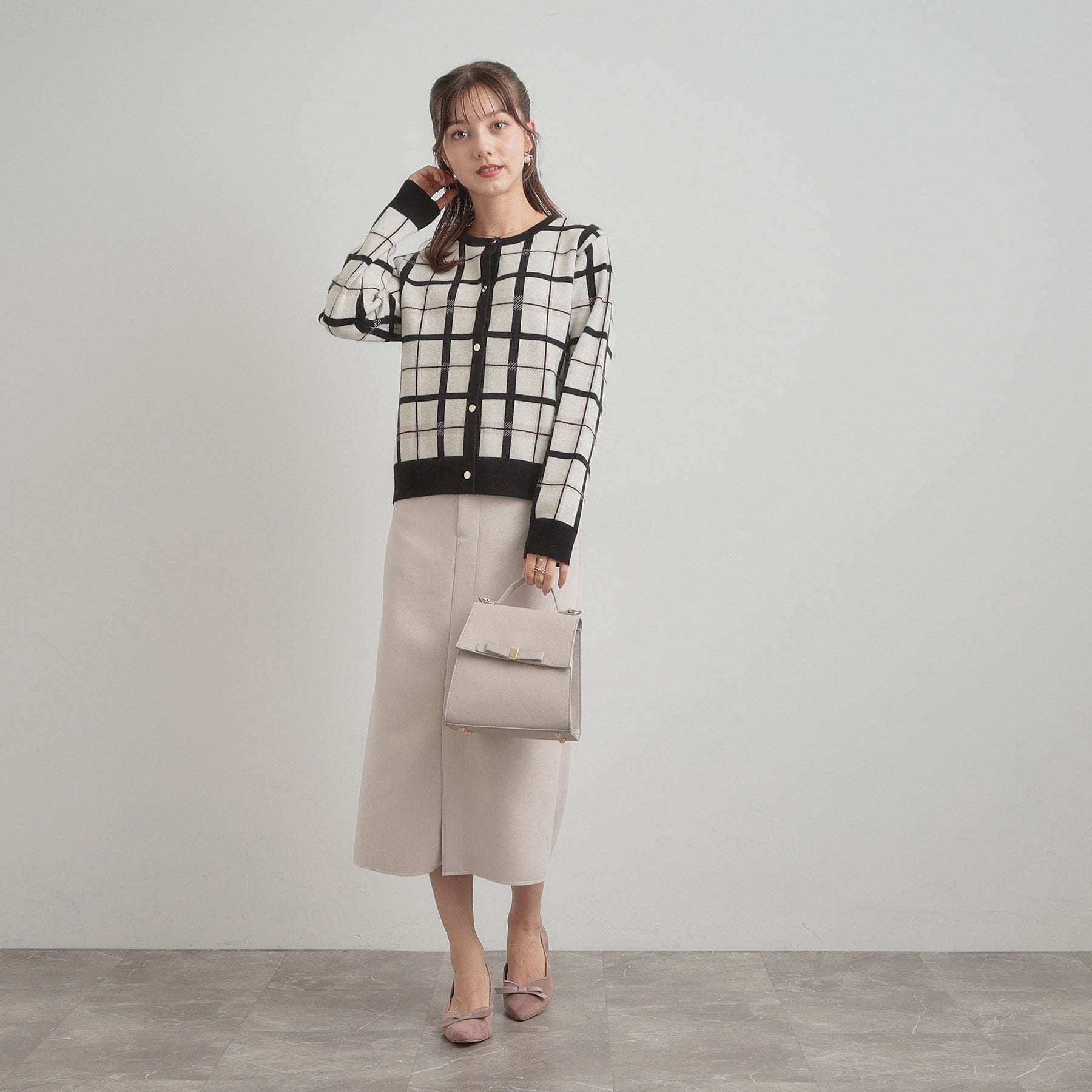 クチュール ブローチ Couture Brooch チェックジャカードニットカーディガン (ネイビー(294)) ネイビー(294)