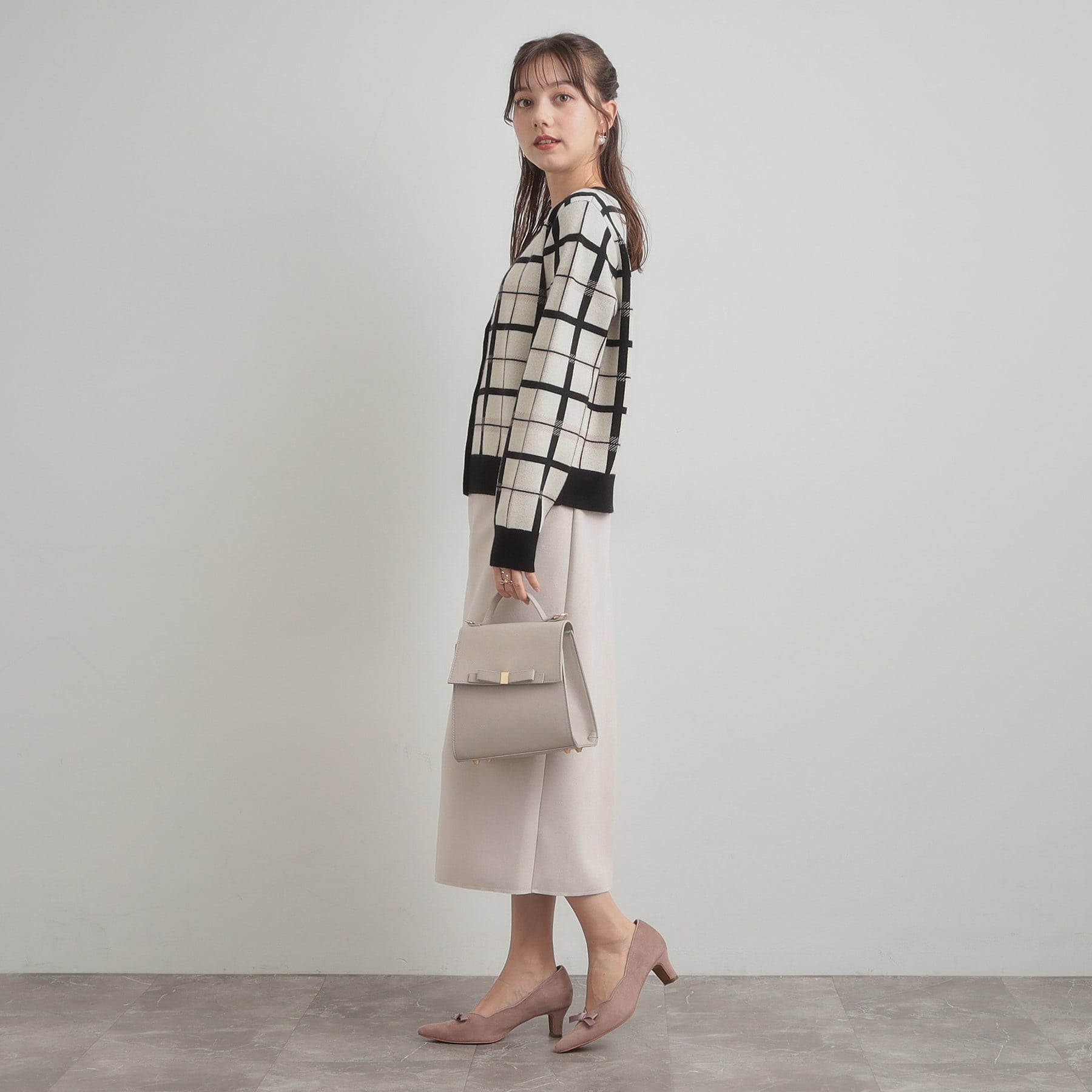 クチュール ブローチ Couture Brooch チェックジャカードニットカーディガン (ネイビー(294)) ネイビー(294)