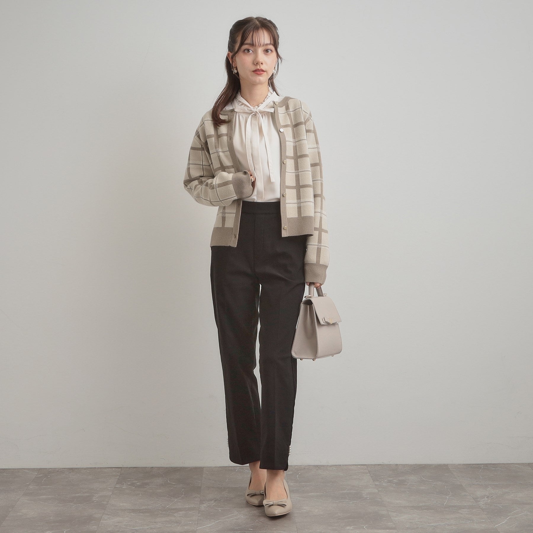 クチュール ブローチ Couture Brooch チェックジャカードニットカーディガン (ネイビー(294)) ネイビー(294)